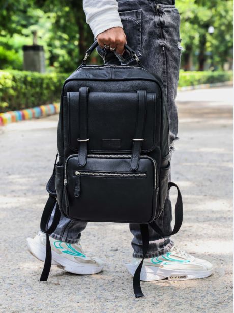 Elegant Soft Black Leather Backpack Stylish, Versatile, and Organized ART:- BG-1610