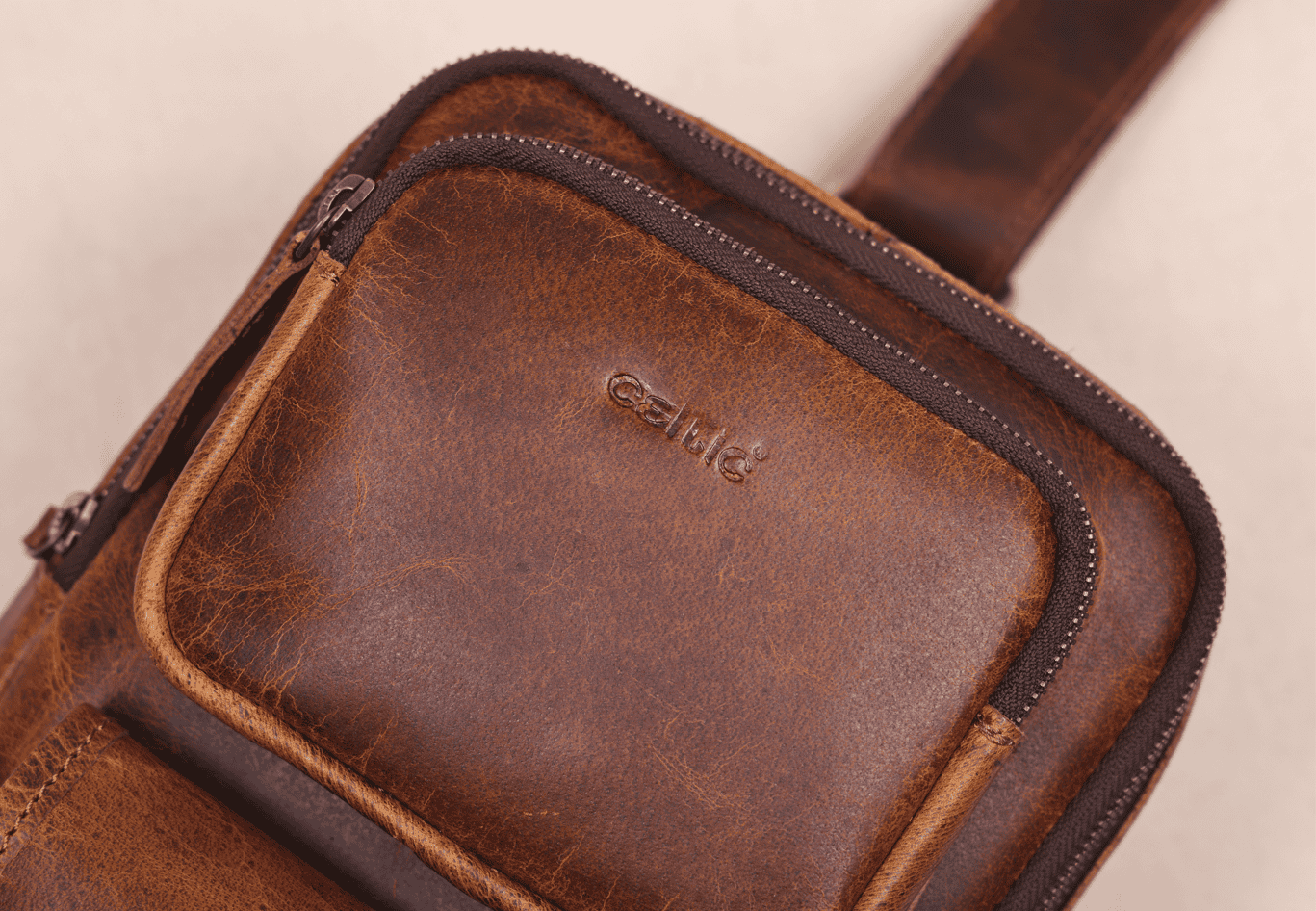 Brown Small Crossbody Leather Bag Art: BG-1617