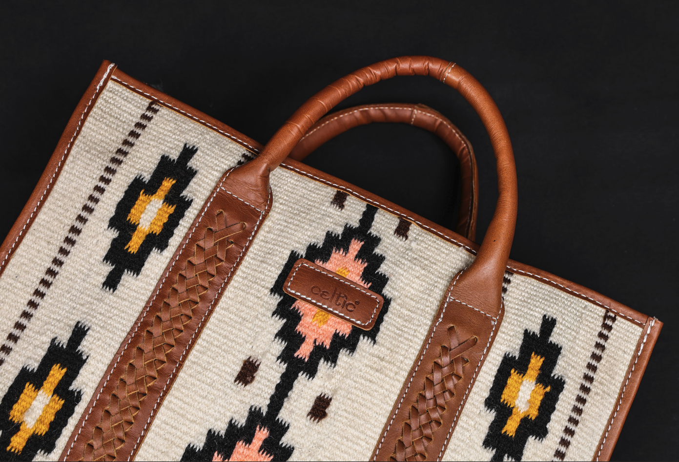 Brown Tote Bag with High-Quality Fabric and Leather, Art: BG-1752