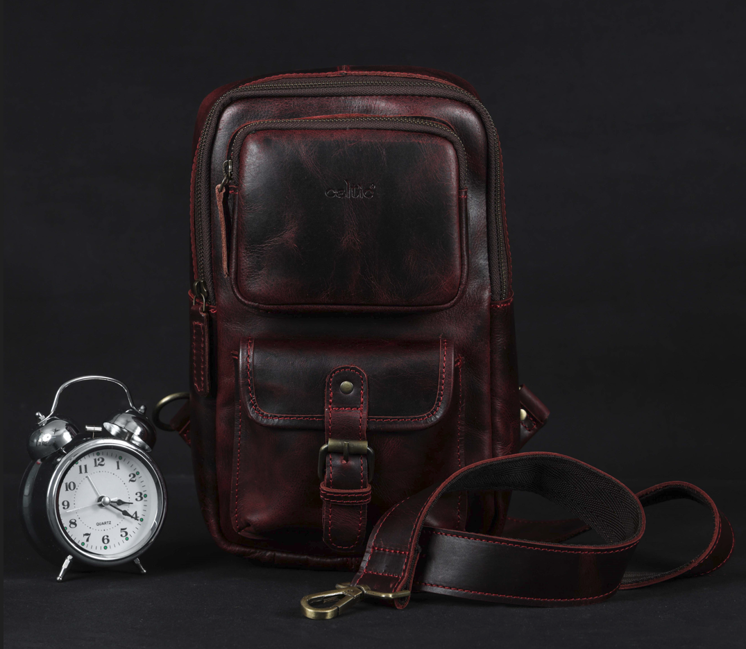 Brown Small Crossbody Leather Bag Art: BG-1617
