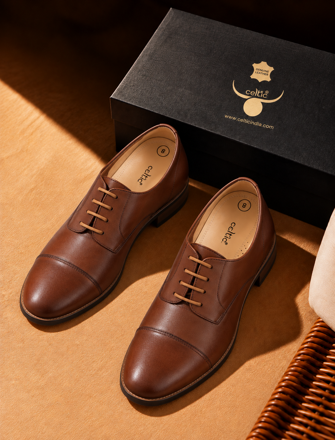 Premium Genuine Leather Cap Toe Lace-Up Formal Shoes | Classic Oxford Style | Office & Business Wear
