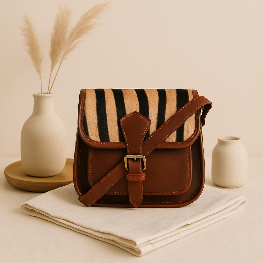 Hairon Leather Zebra Print Small Crossbody Sling Bag Adjustable Strap