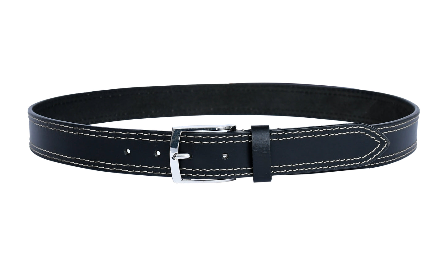 Introducing our "Eclipse Noir" Black Leather Belt with White Stitching. - CELTICINDIA