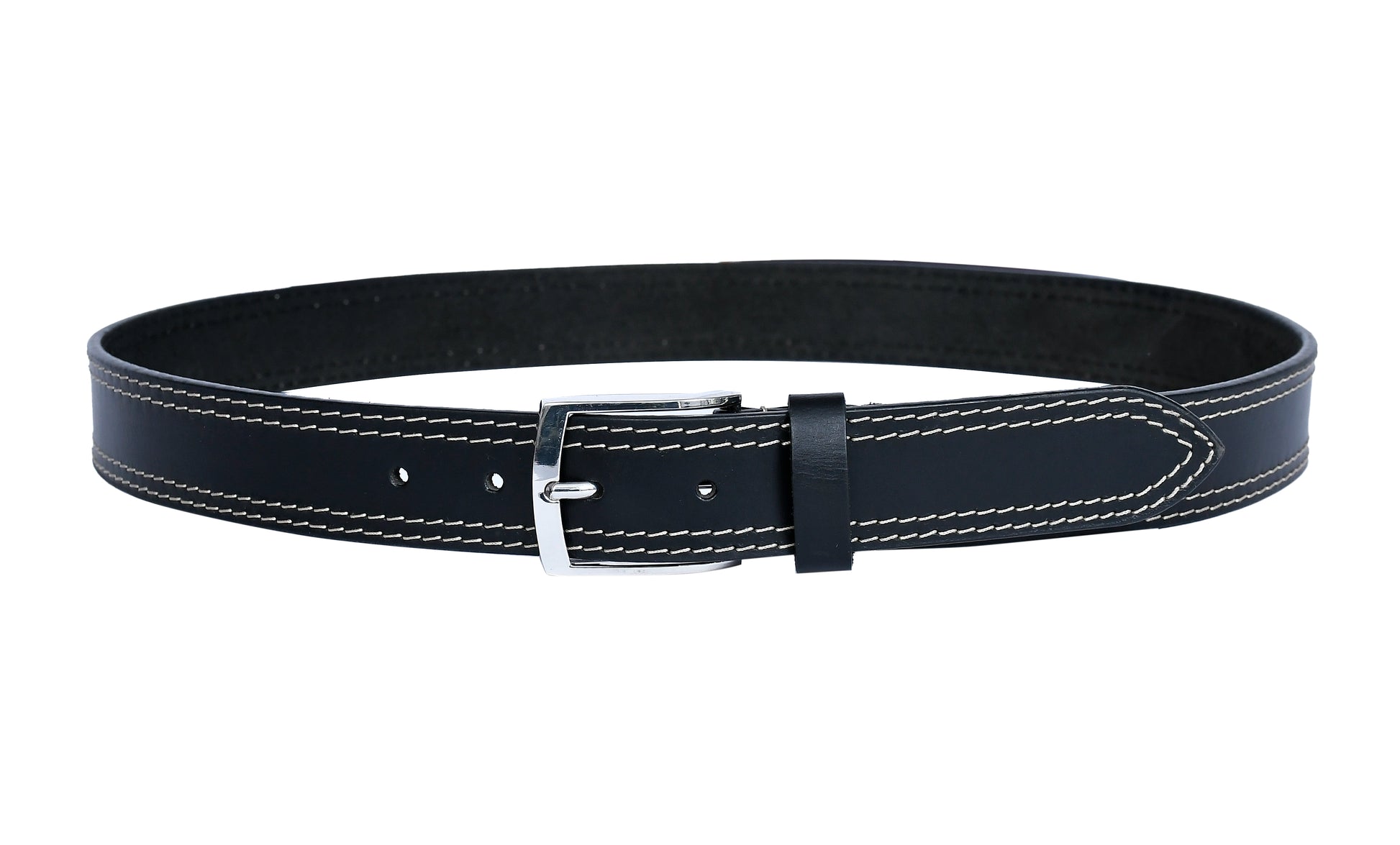 Introducing our "Eclipse Noir" Black Leather Belt with White Stitching. - CELTICINDIA