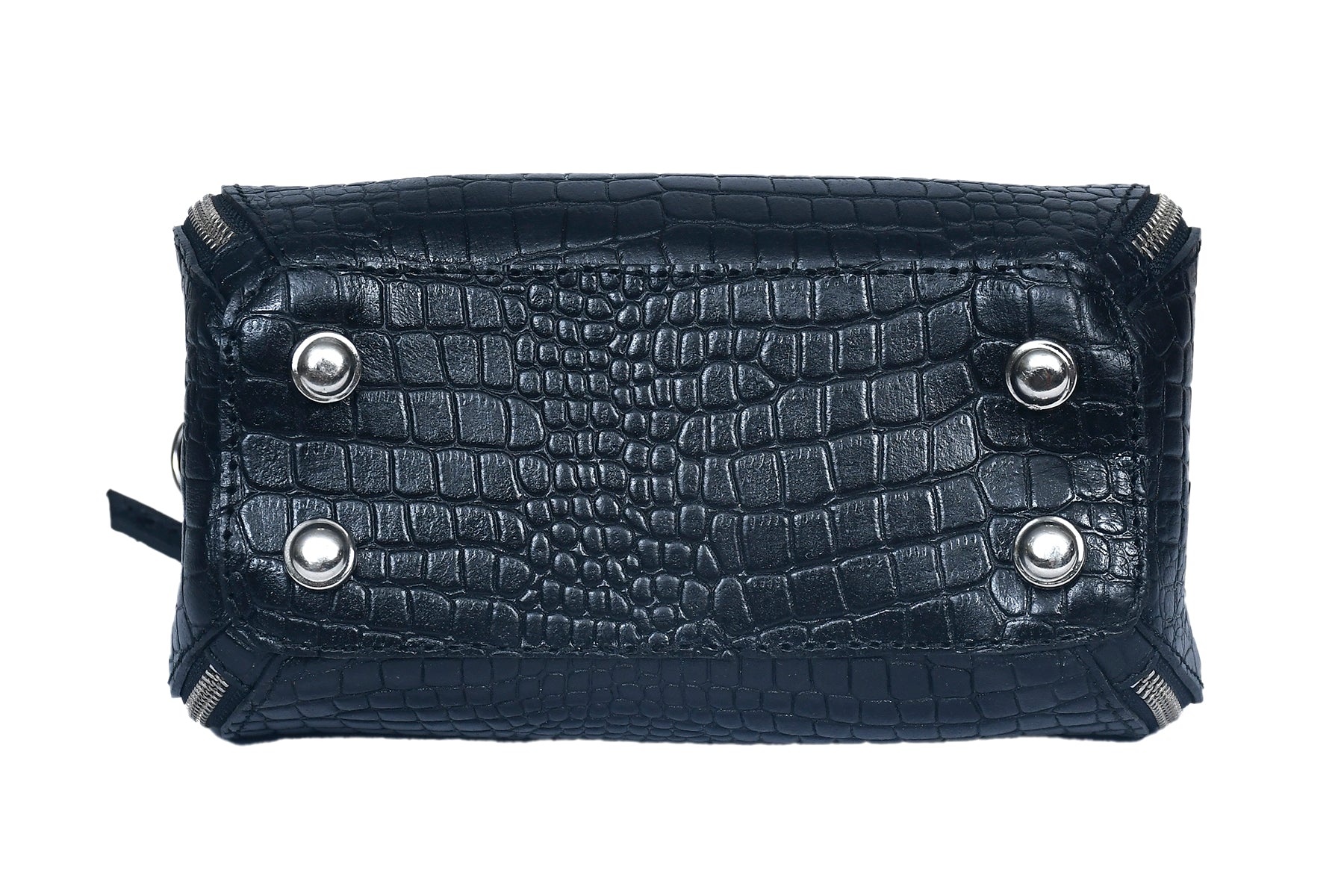 Premium Croc-Embossed Leather Handbag with Top Handle & Structured Zip Compartments