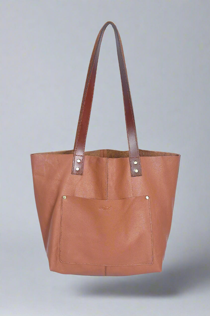 Timeless Elegance: Tan Leather Tote Bag. - CELTICINDIA