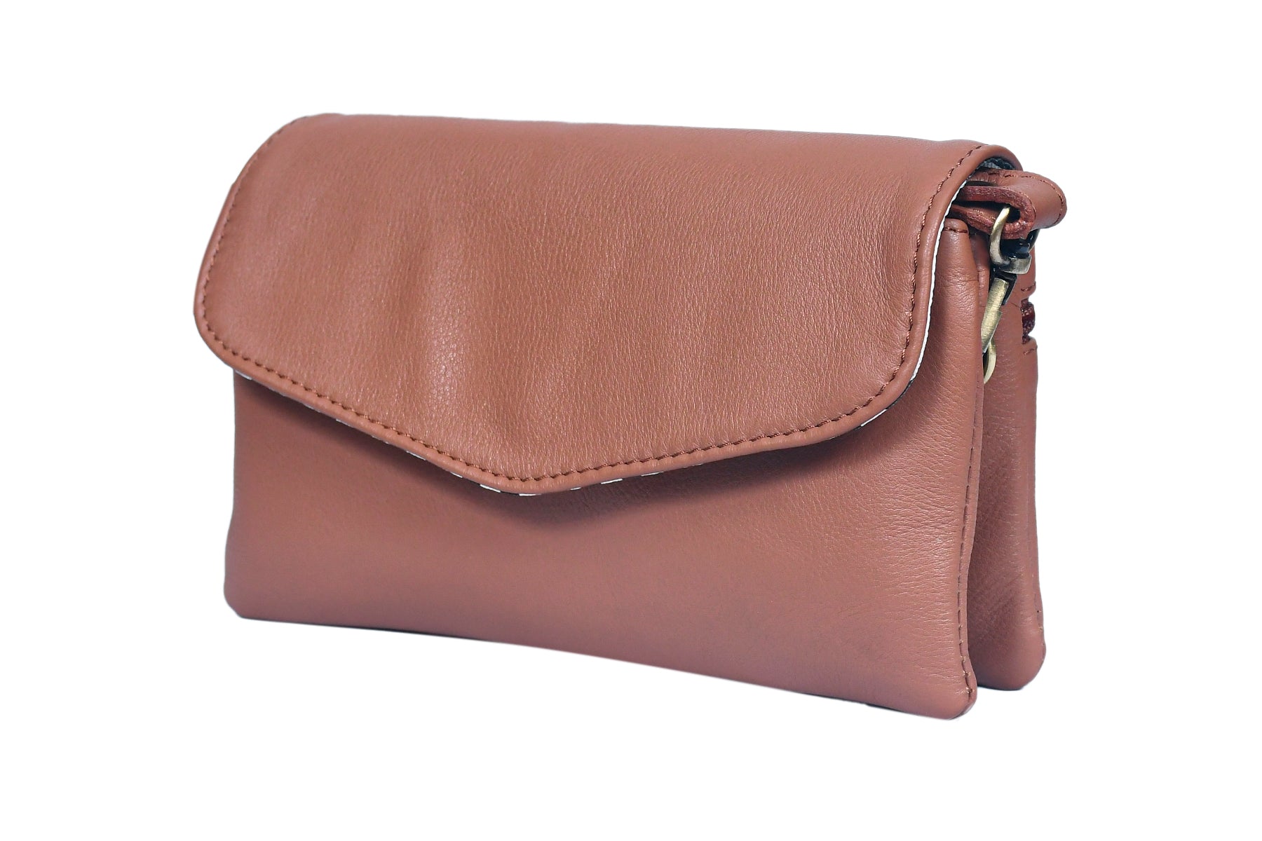 Premium Leather Convertible Wristlet & Crossbody Clutch with Dual Zip Compartments