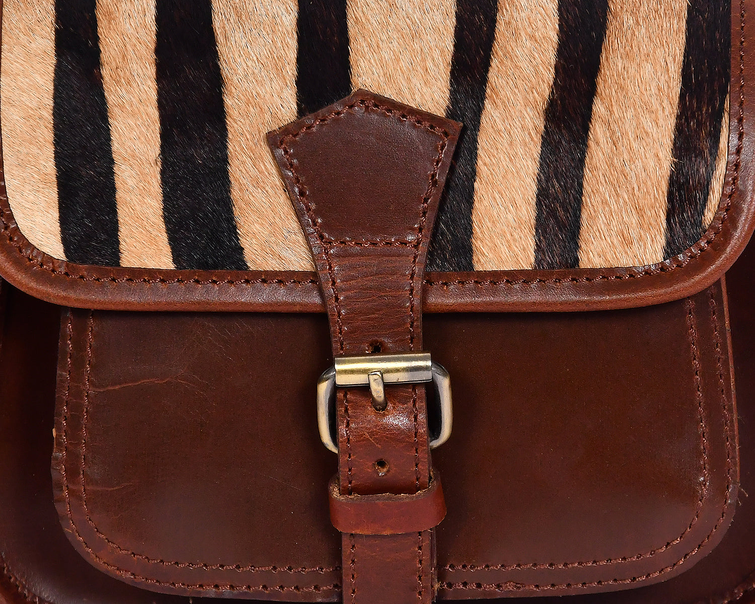Hairon Leather Zebra Print Small Crossbody Sling Bag Adjustable Strap