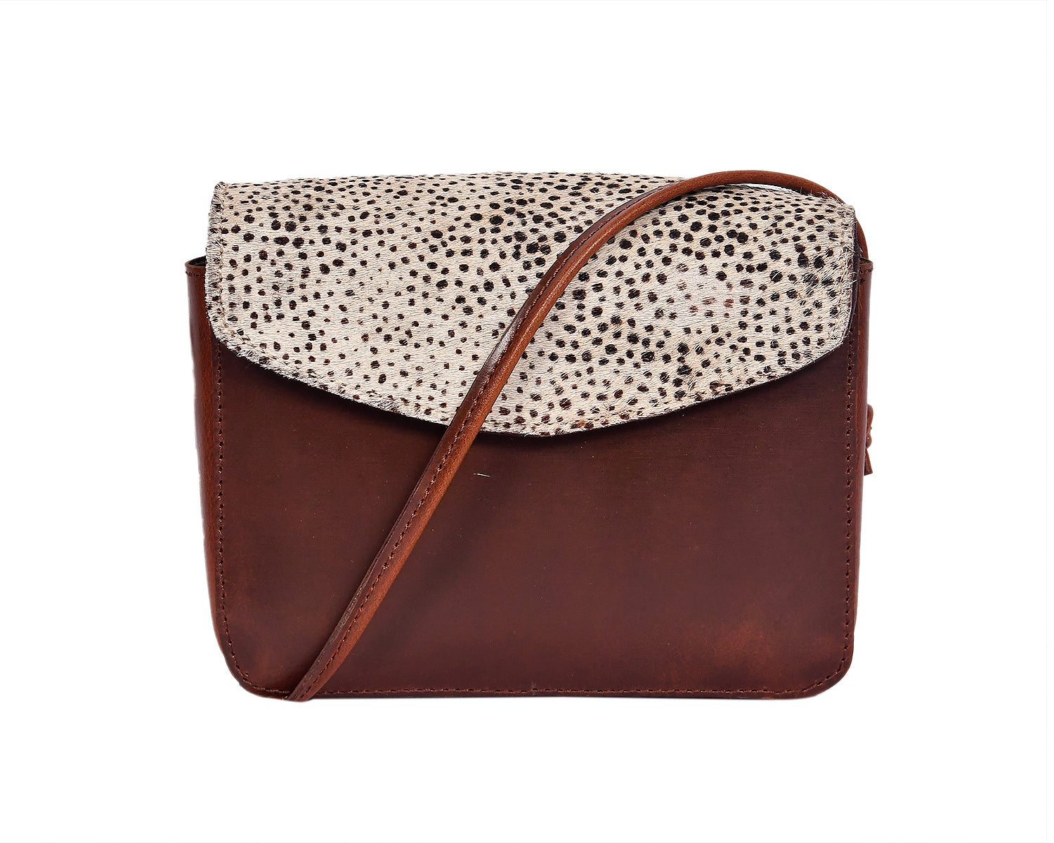 Premium Brown Leather Hairon Sling Bag Lightweight Everyday Crossbody