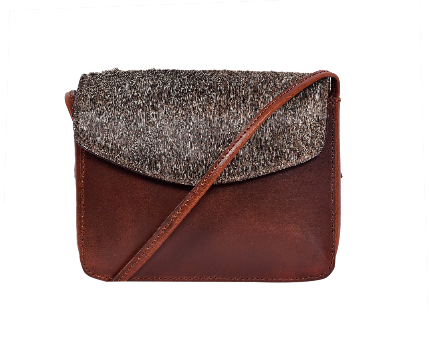 Premium Brown Leather Hairon Sling Bag Lightweight Everyday Crossbody