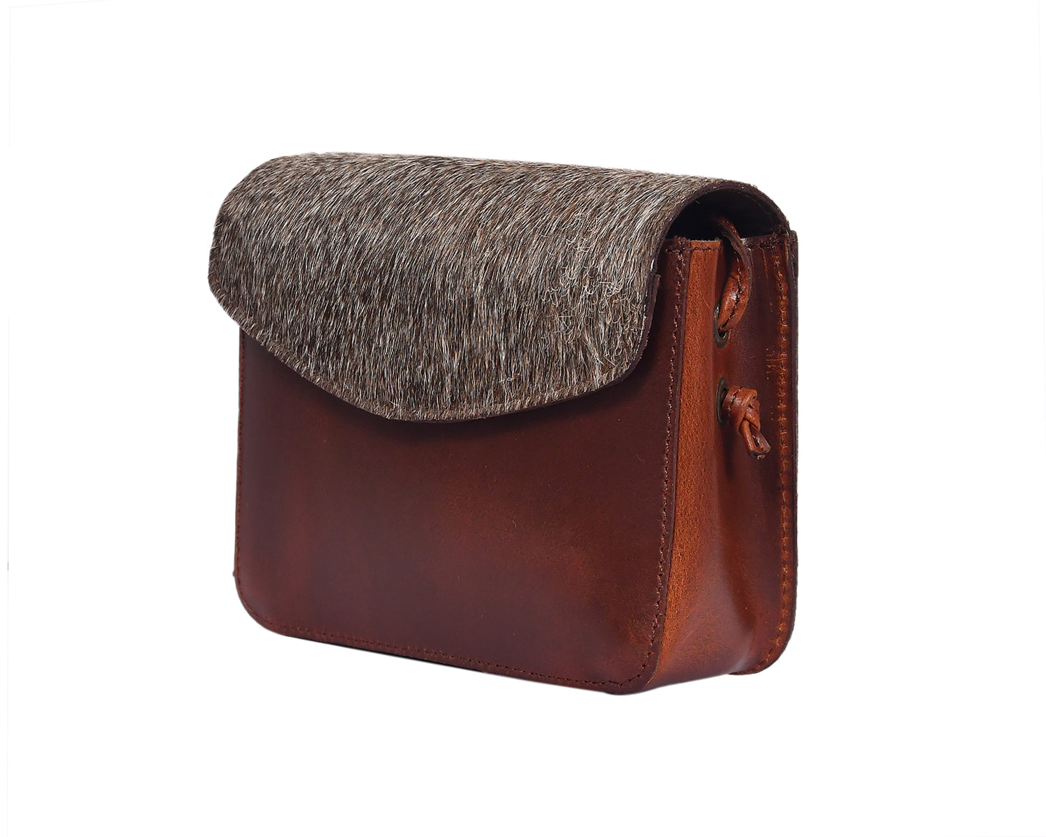 Premium Brown Leather Hairon Sling Bag Lightweight Everyday Crossbody