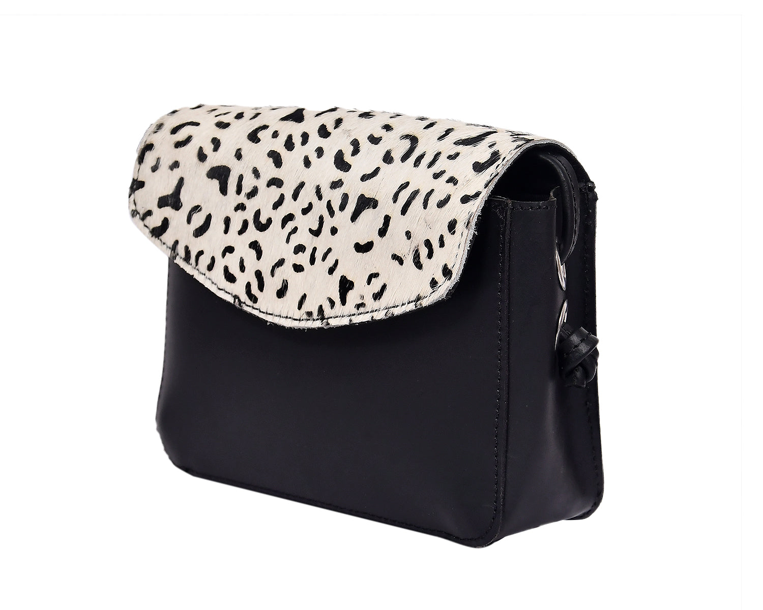 Black Crossbody Sling Bag with Printed Hair Flap Minimal & Stylish Everyday Sling