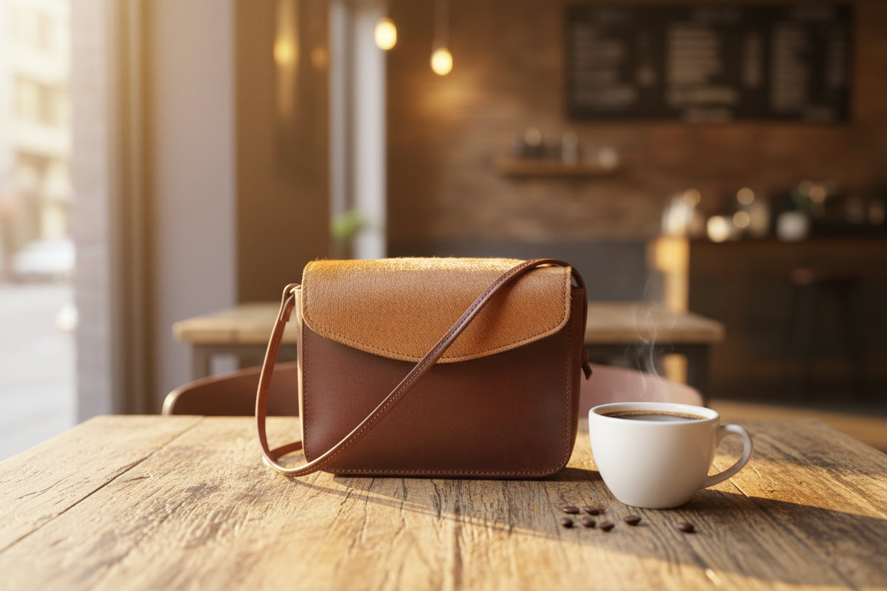 Elevate Your Style with our Brown Leather Sling Bag with Hair-On Detailing. - CELTICINDIA