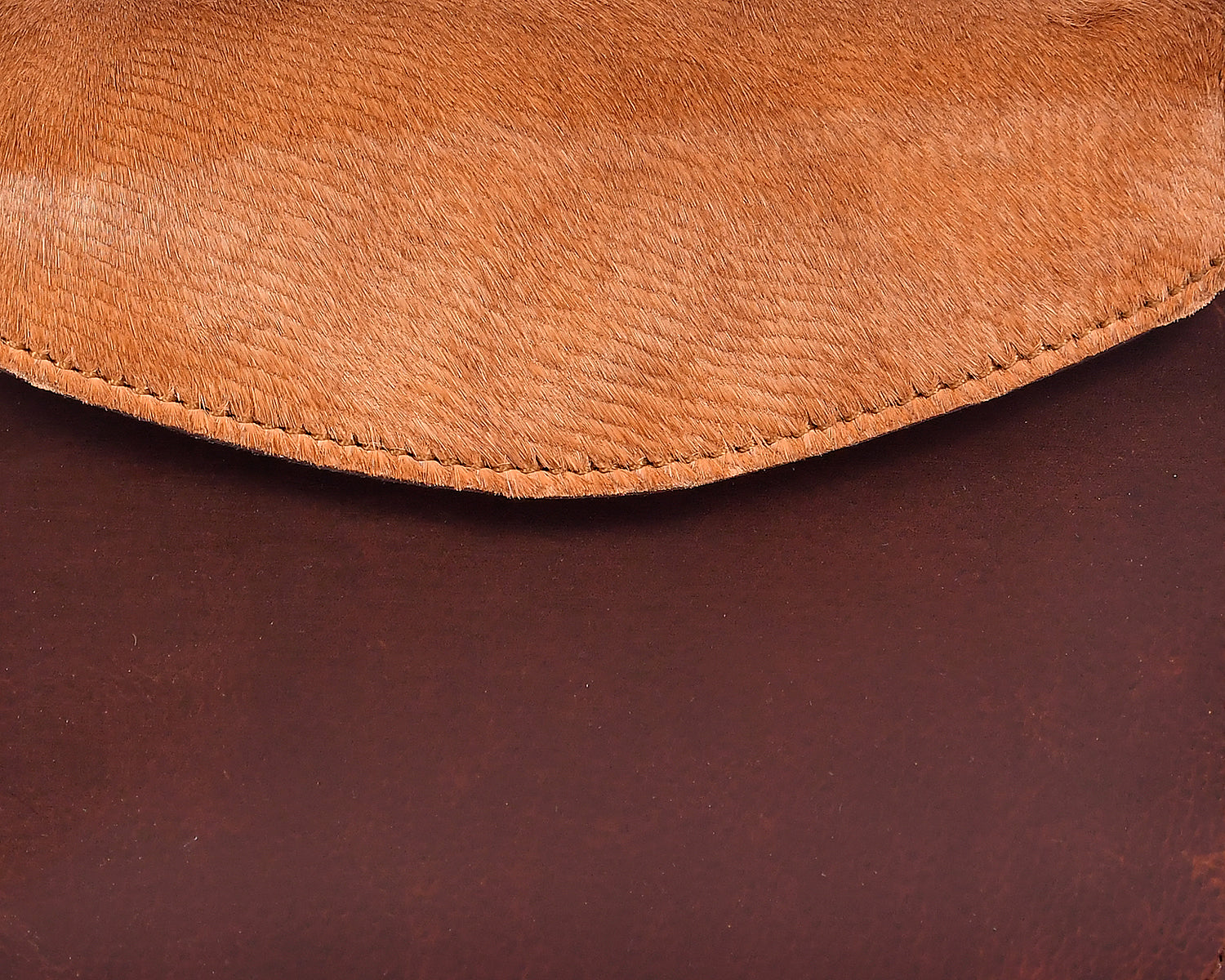 Brown Leather Crossbody Bag with Tan Hairon Flap