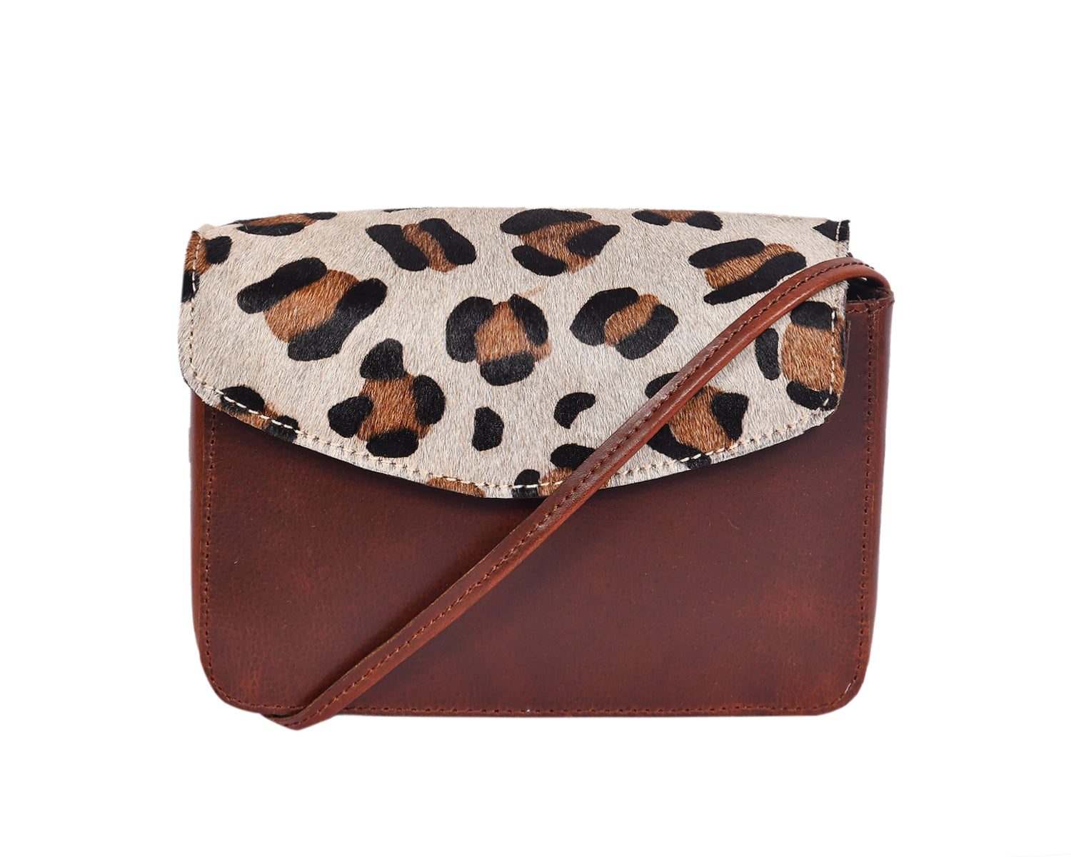 Leopard Print Hair-On Leather Crossbody Bag Compact & Stylish Everyday Sling