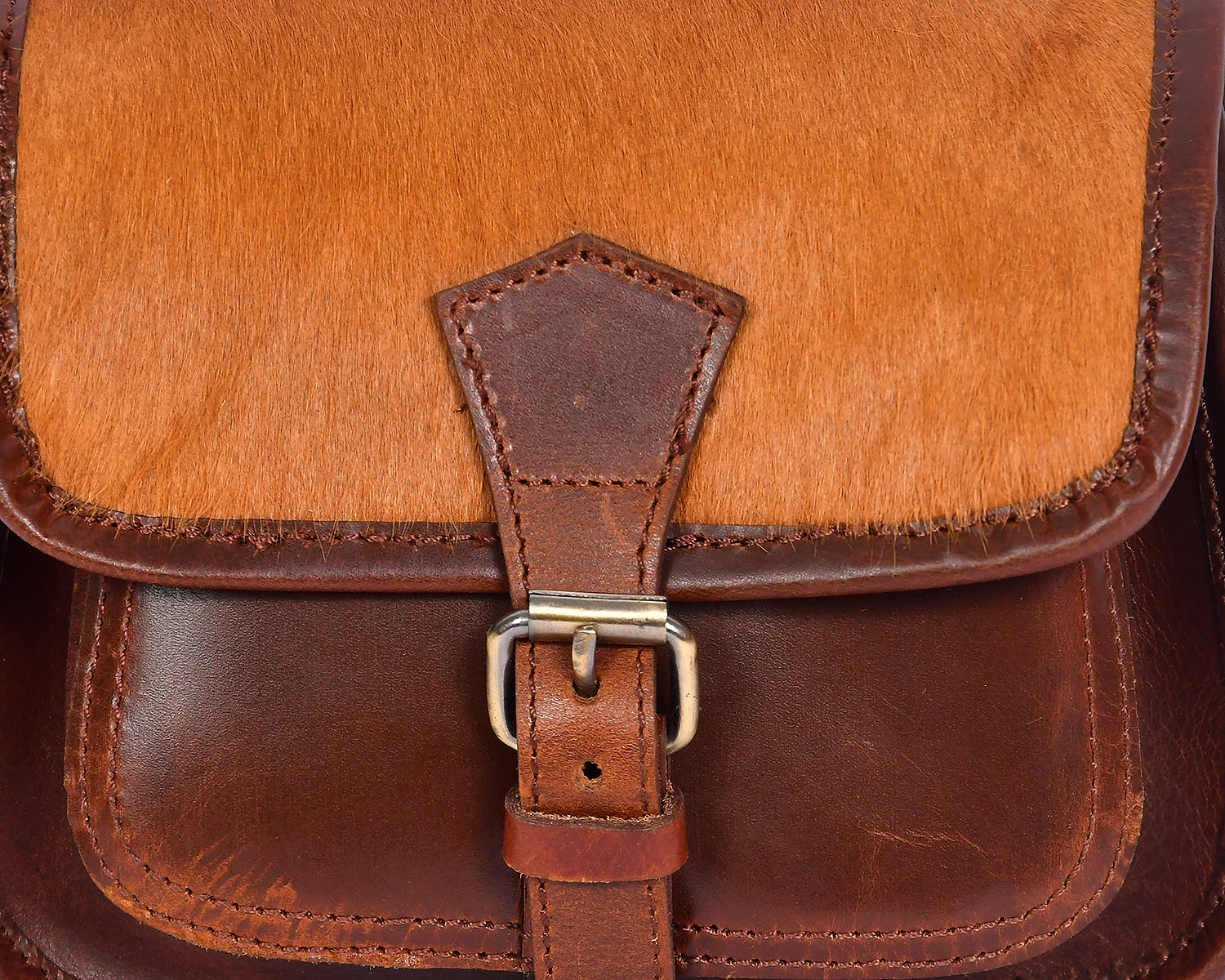 Slim Genuine Leather Crossbody Sling Bag with Buckle Pocket & Multiple Compartments