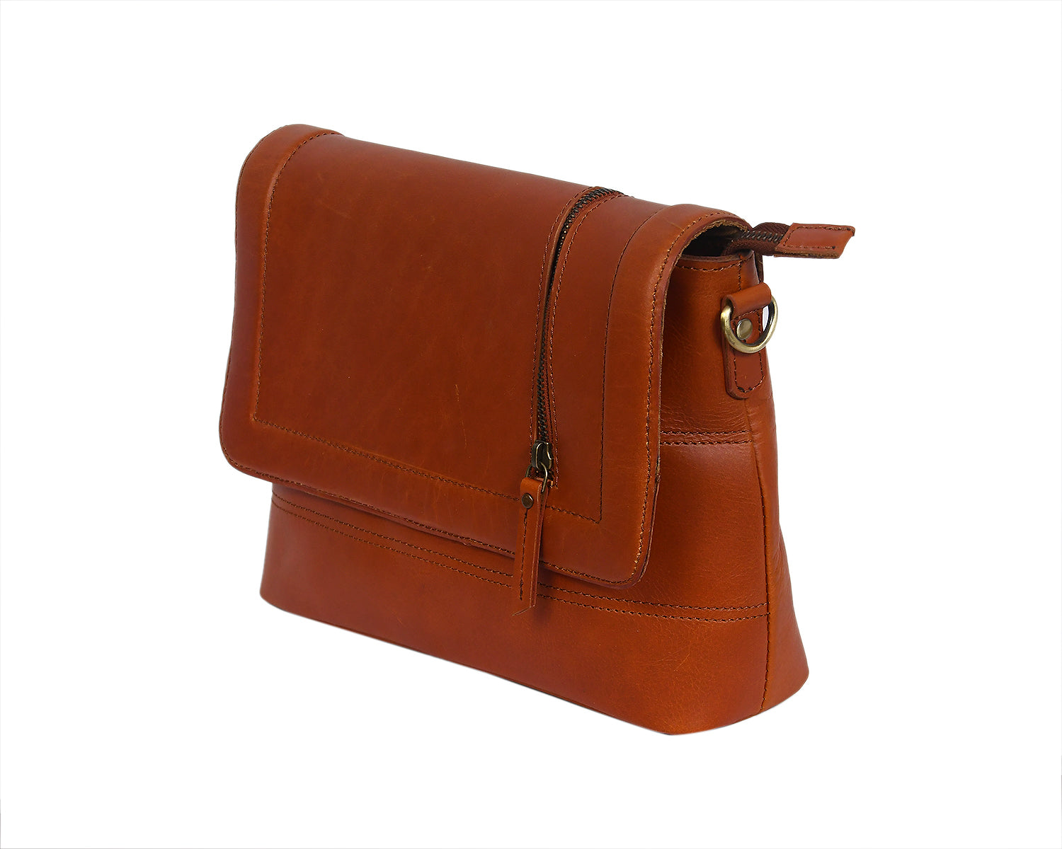 Premium Leather Crossbody Bag with Smooth Grain Texture & Organized Interior
