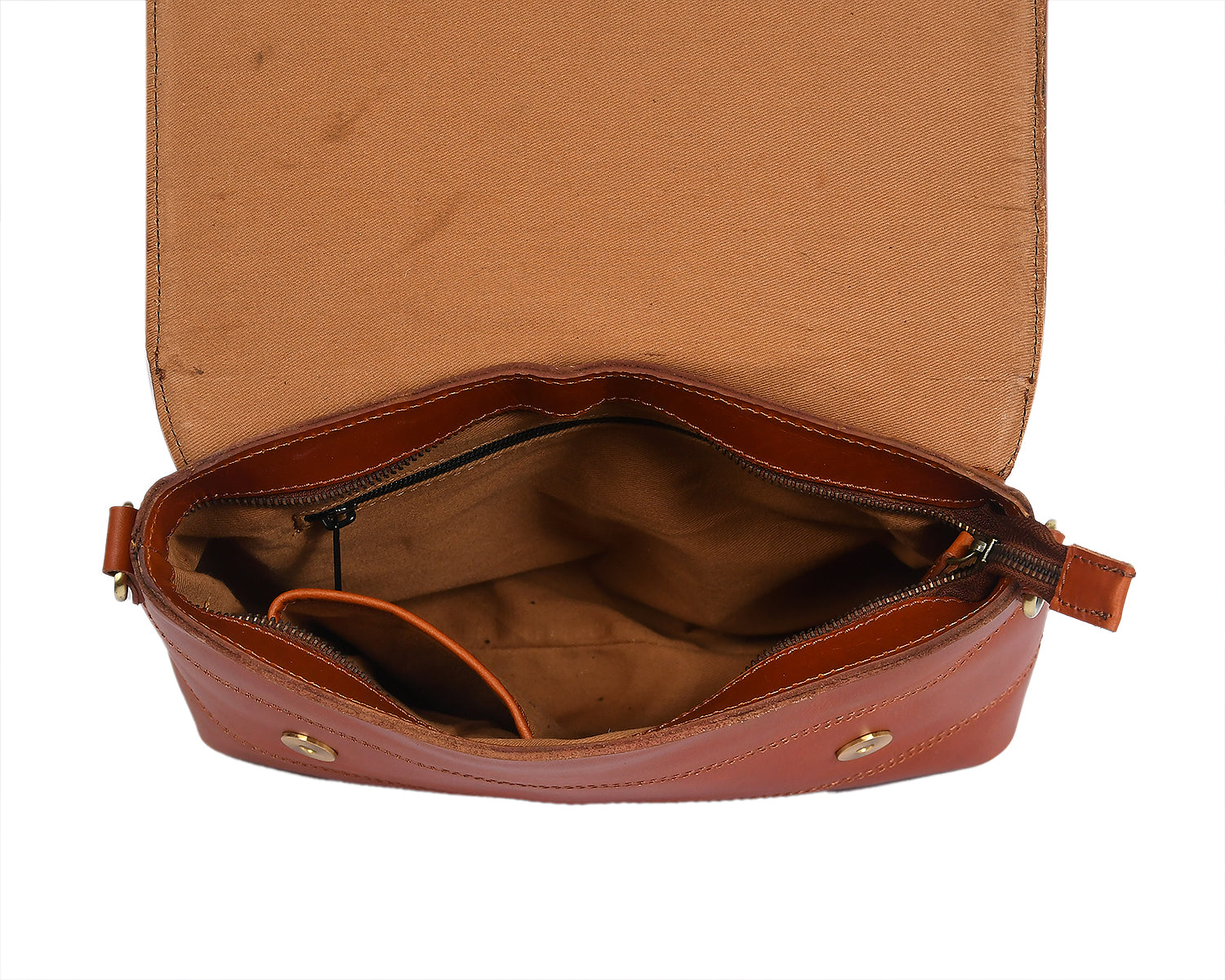Premium Leather Crossbody Bag with Smooth Grain Texture & Organized Interior
