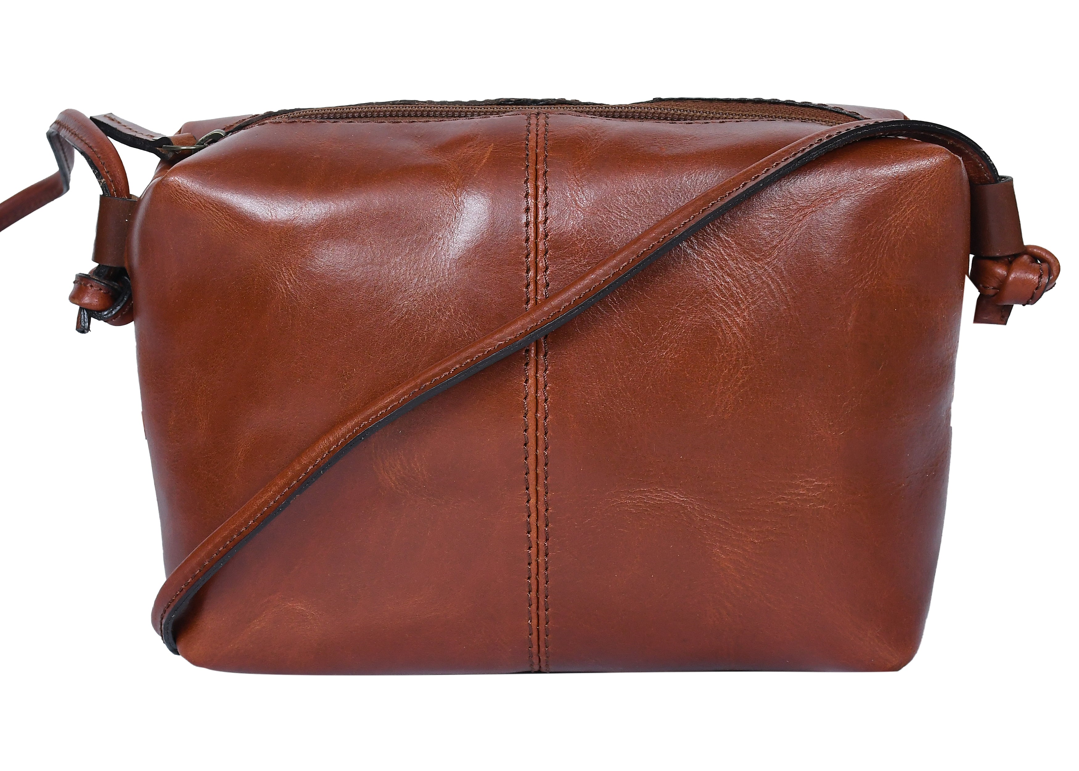Premium Leather Crossbody bag with Top Zip Closure