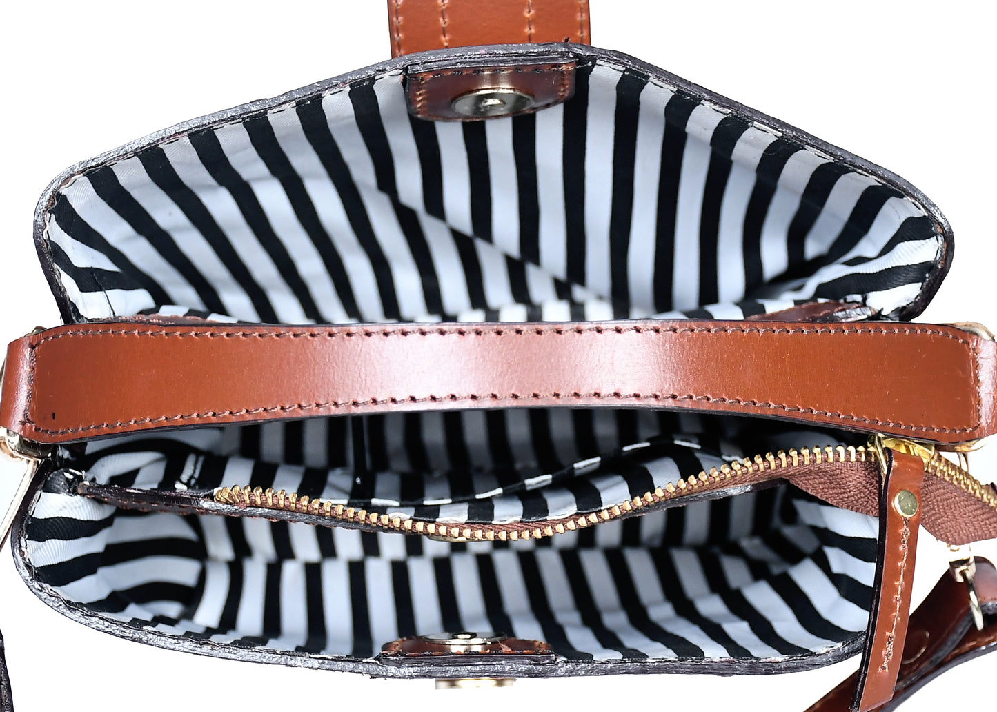 Premium Genuine Leather Structured Handbag with Top Handle & Zip Closure