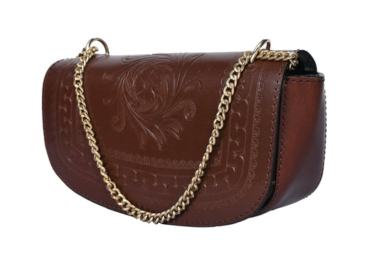 Celtic brown color pure leather shoulder bag for women and girls with glorious crafted . - CELTICINDIA