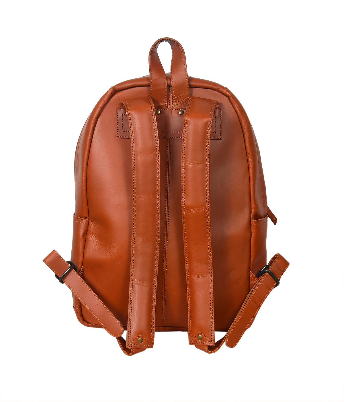 Premium Genuine Leather Everyday Backpack with Front Zip Pocket & Padded Adjustable Straps