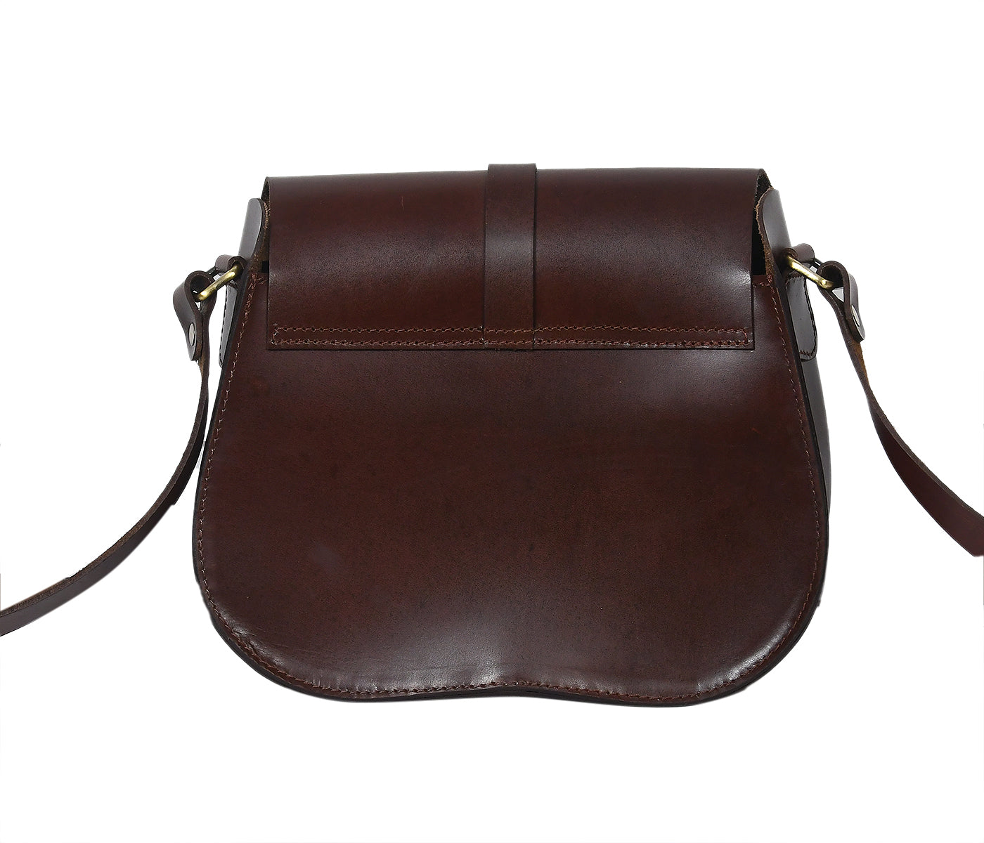 Classic Handmade Dark Brown Leather Saddle Sling Bag