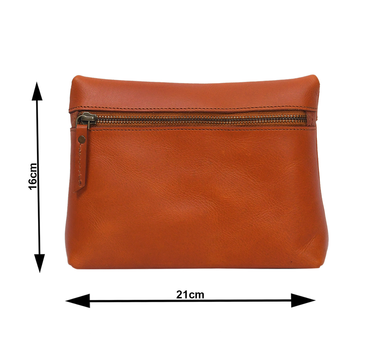 Premium Tan Leather Zipper clutch Minimalist Everyday Organizer