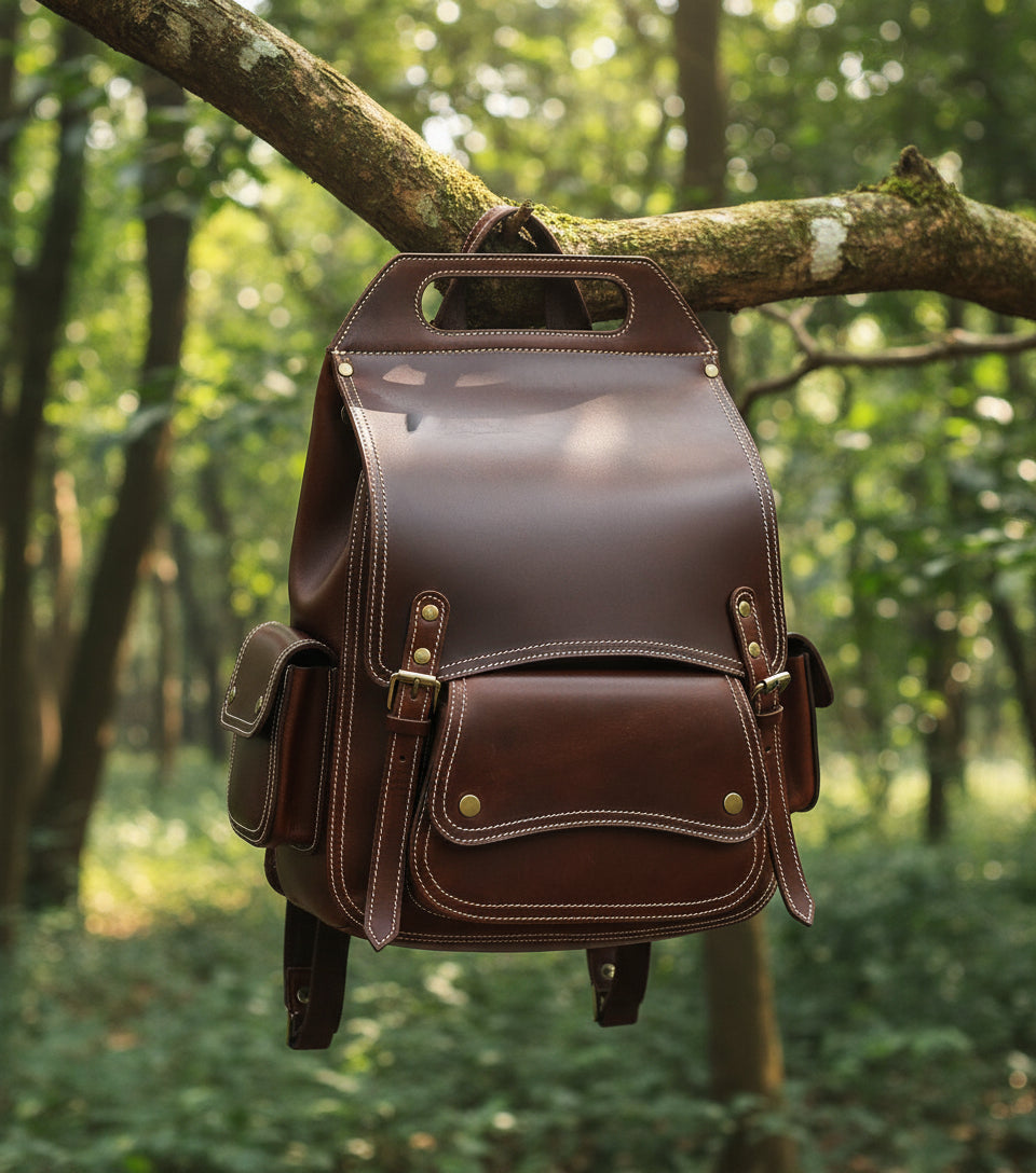 Elevate Your Style with Our Classic Brown Leather Backpack. - CELTICINDIA