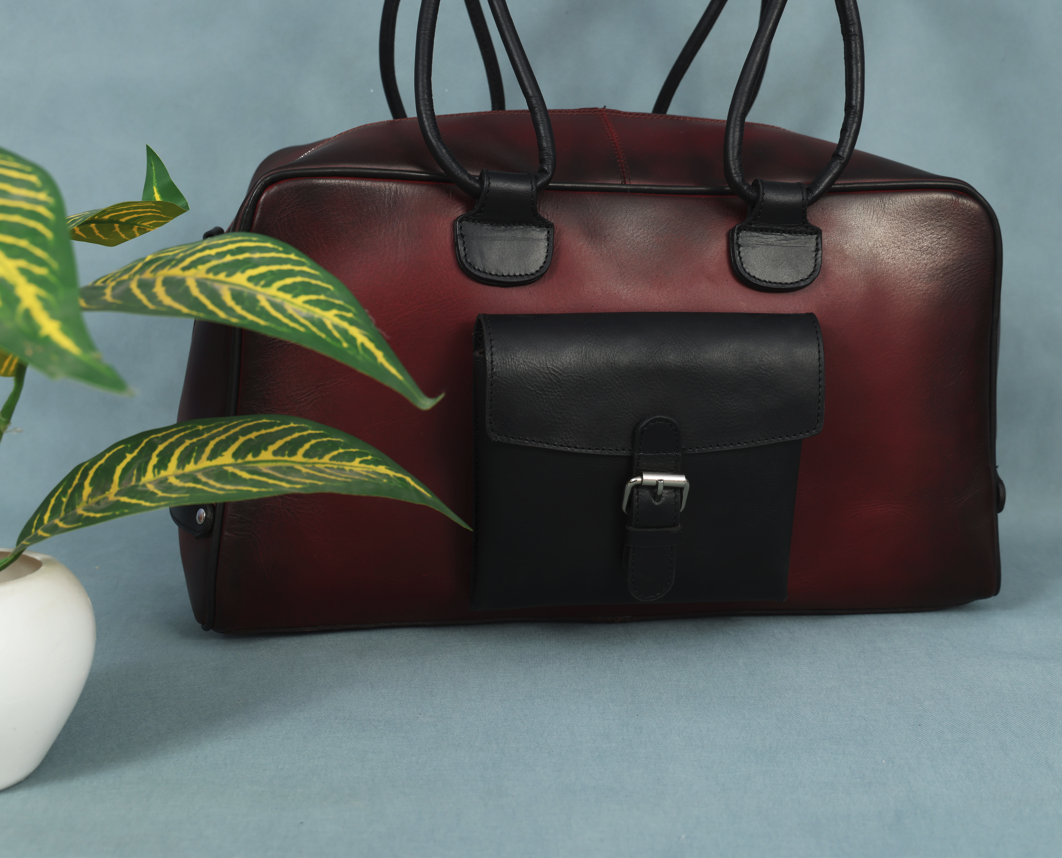 Premium Leather Stylish Duffle Bag  Elegant, Durable & Spacious Travel Companion, BG-1714
