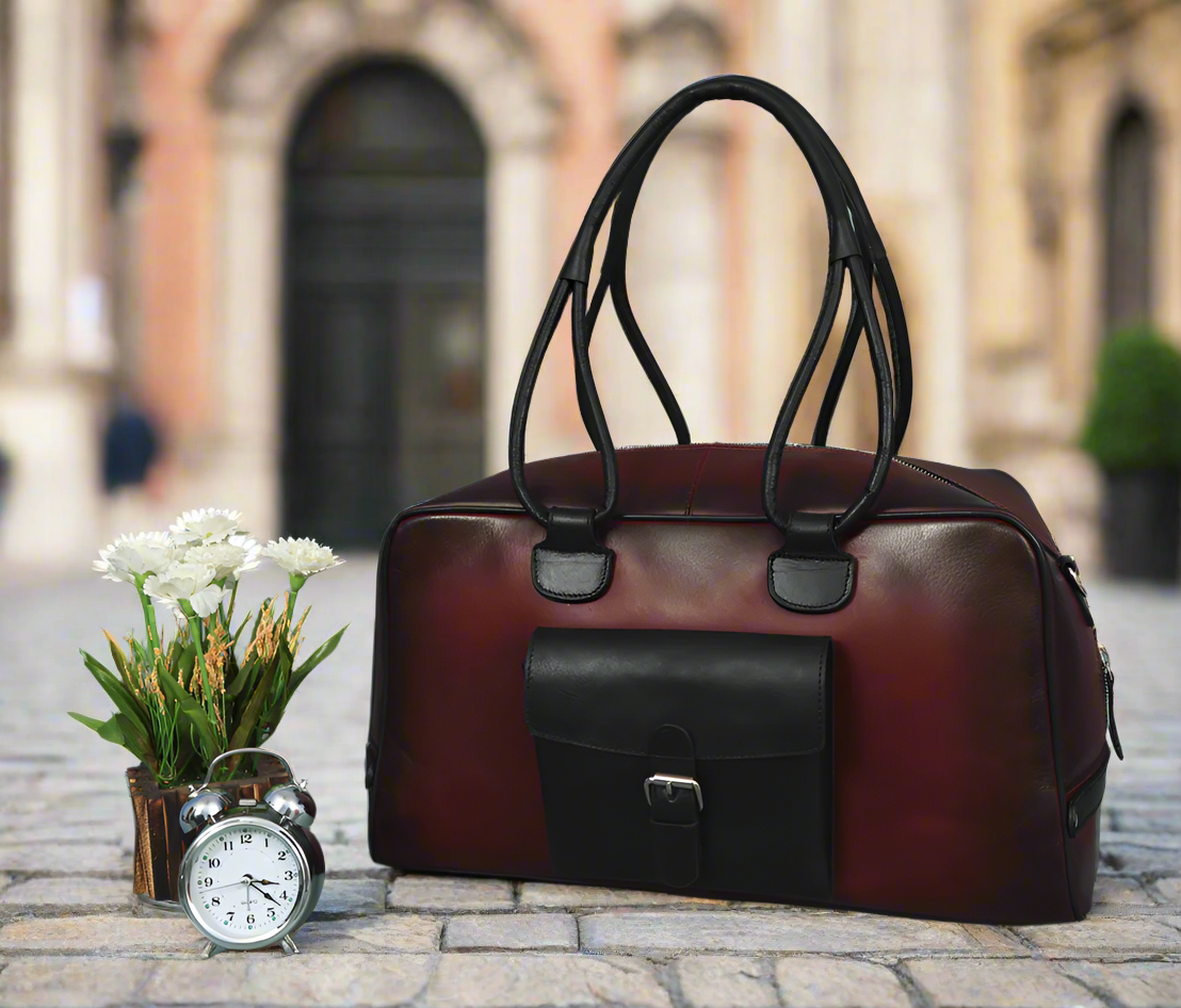 Premium Leather Stylish Duffle Bag  Elegant, Durable & Spacious Travel Companion, BG-1714