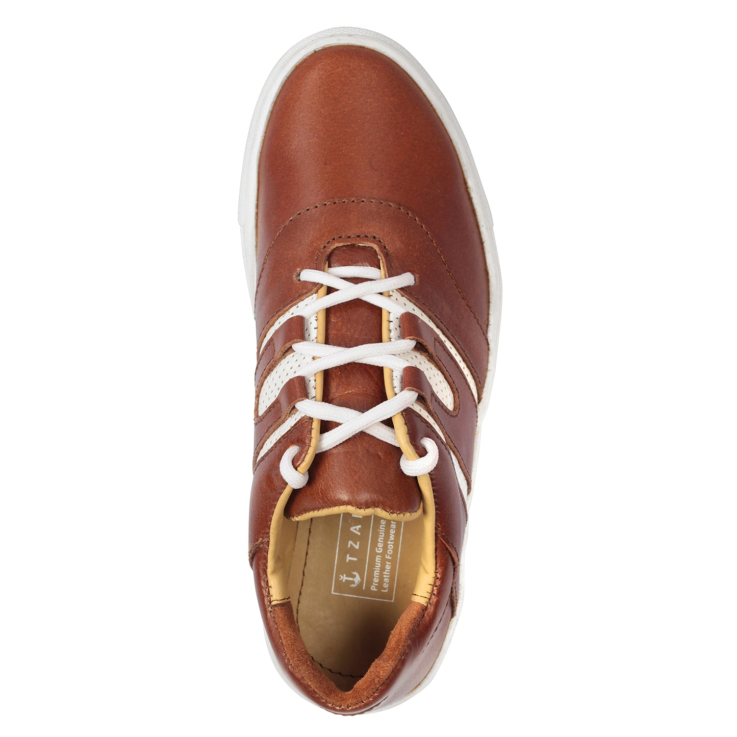 Men's Brown Leather Casual Sneakers Low Ankle