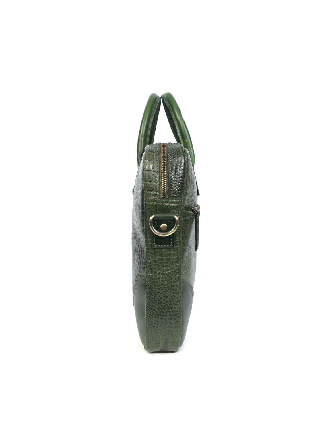 Premium Genuine Leather Messenger Bag in Croco Texture with Zip Closure