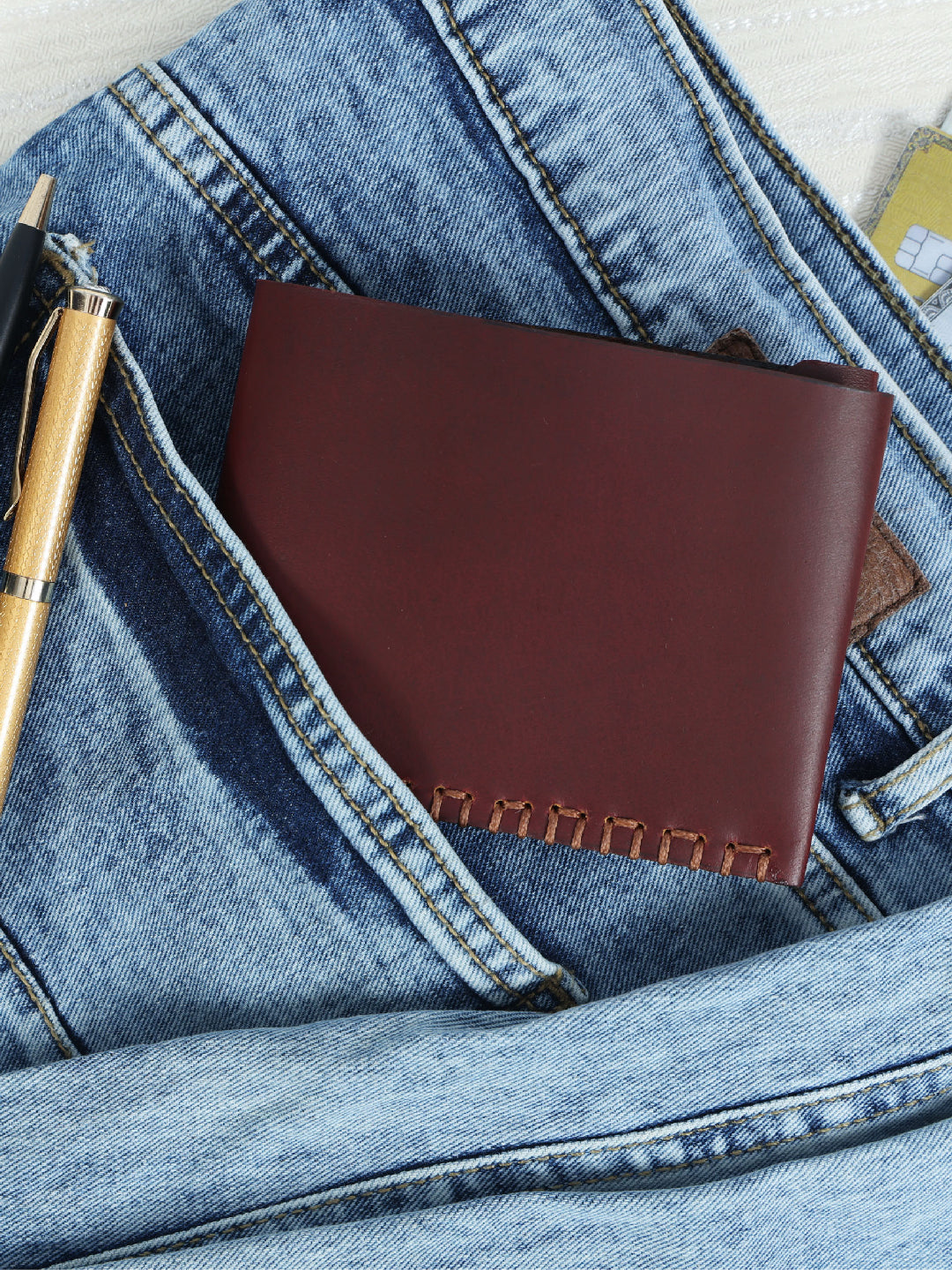Genuine Leather Slim Card Holder Wallet with Compartment