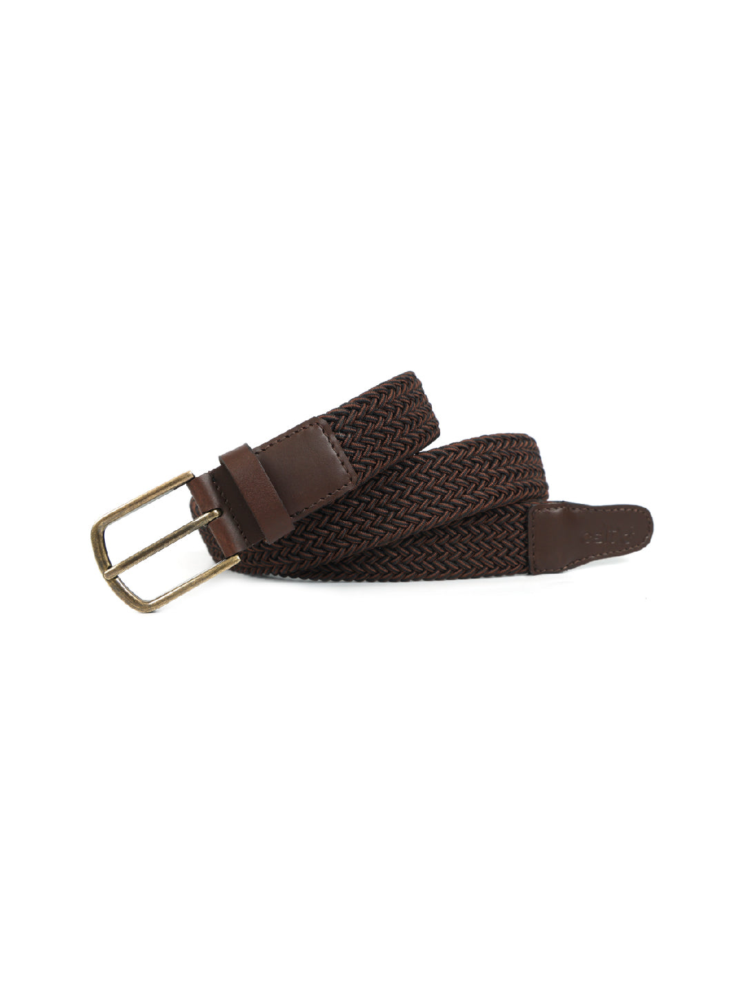 Premium Brown Braided Stretch Belt for Men with Leather Buckle ƒ???????? Casual & Formal Adjustable Waist Belt ART:- LB-900