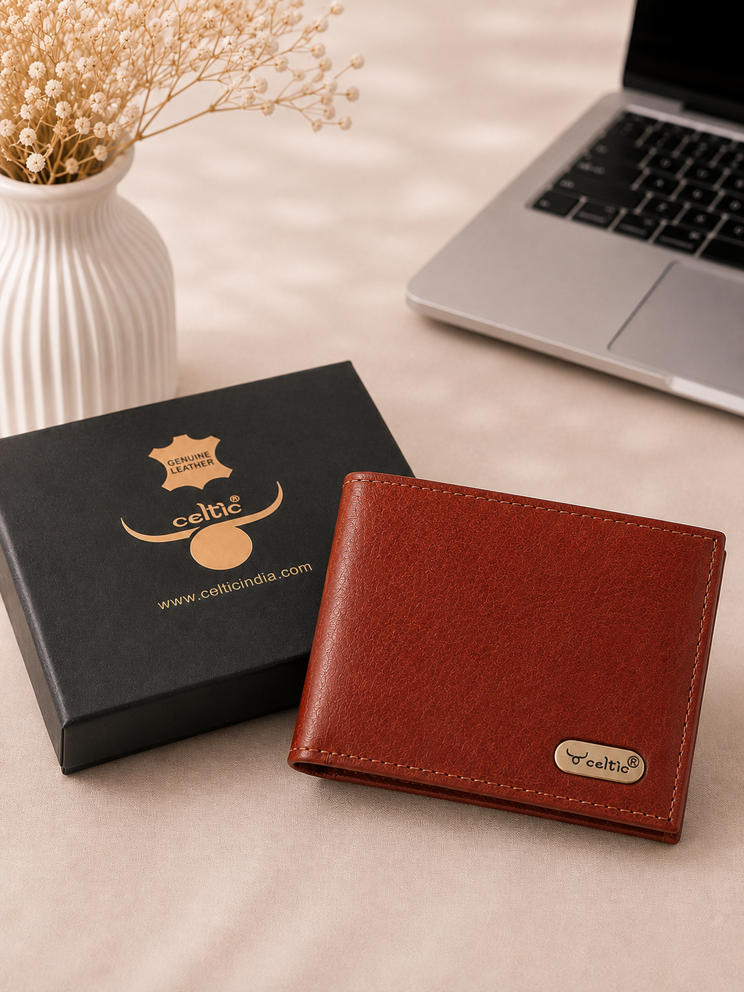 Premium Genuine Leather Bi-Fold Wallet with Zip Coin Pocket & Card Slots
