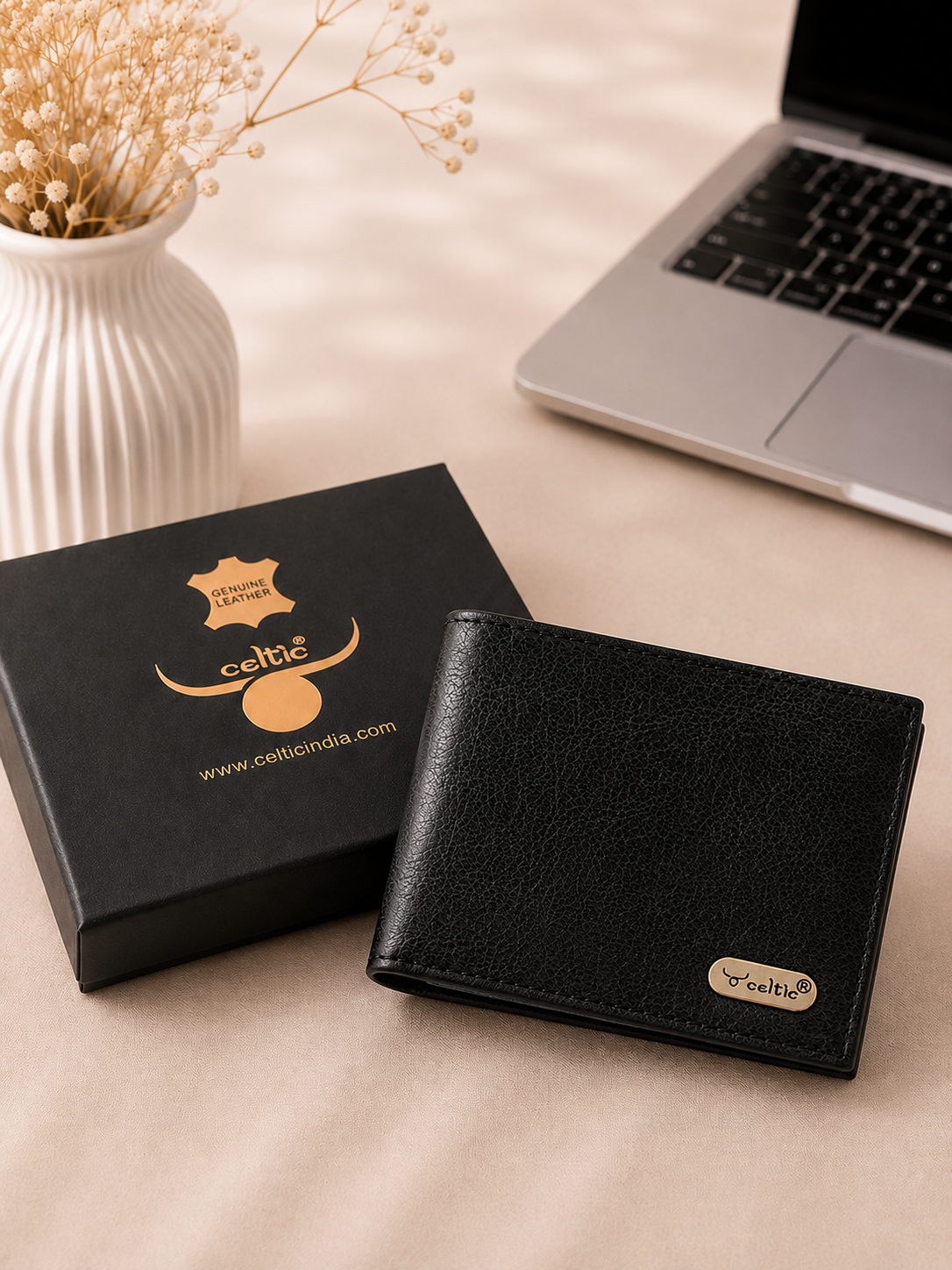 Premium Genuine Leather Bi-Fold Wallet with Zip Coin Pocket & Card Slots