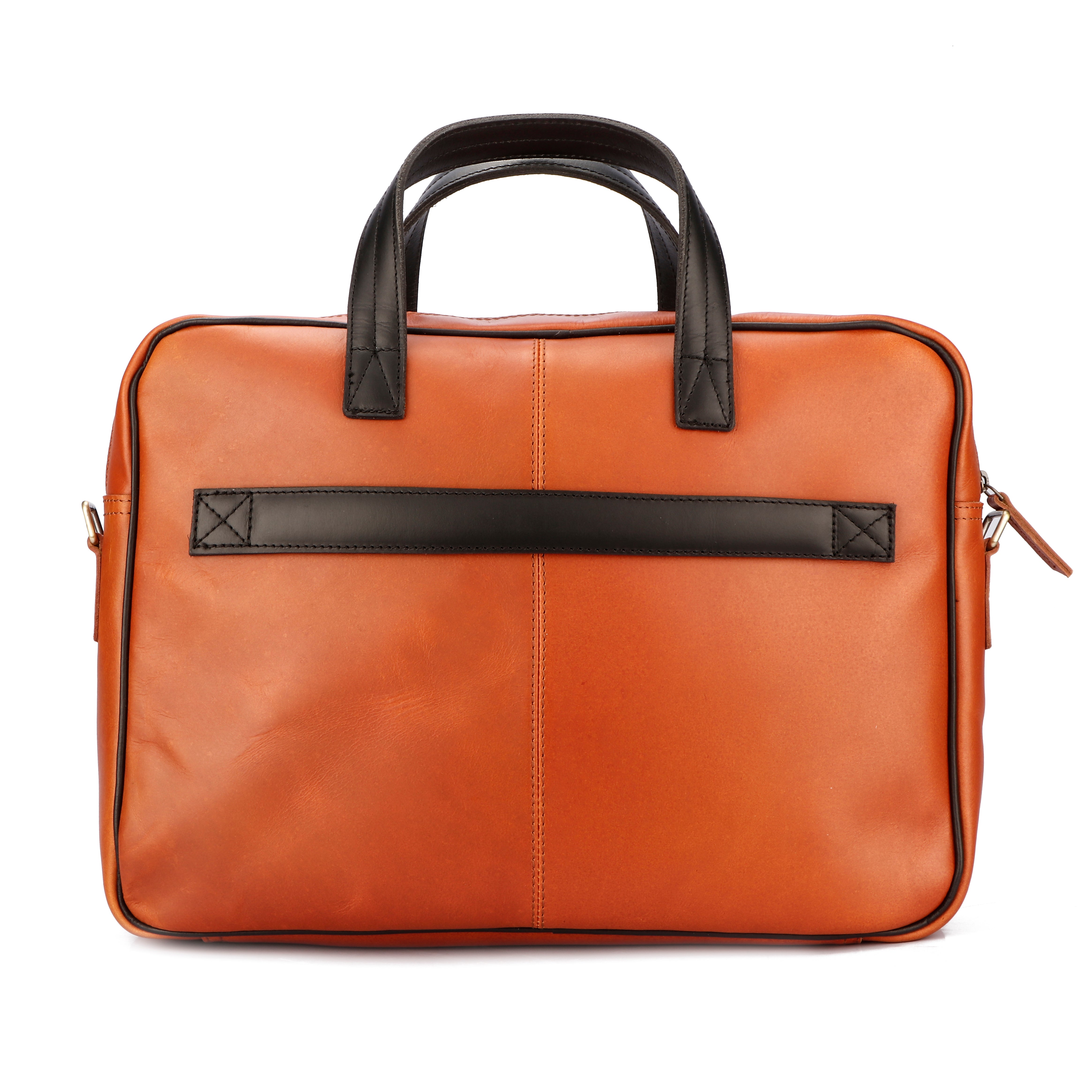 Premium Two-Tone Leather Office & Laptop Bag with Detachable Shoulder Strap