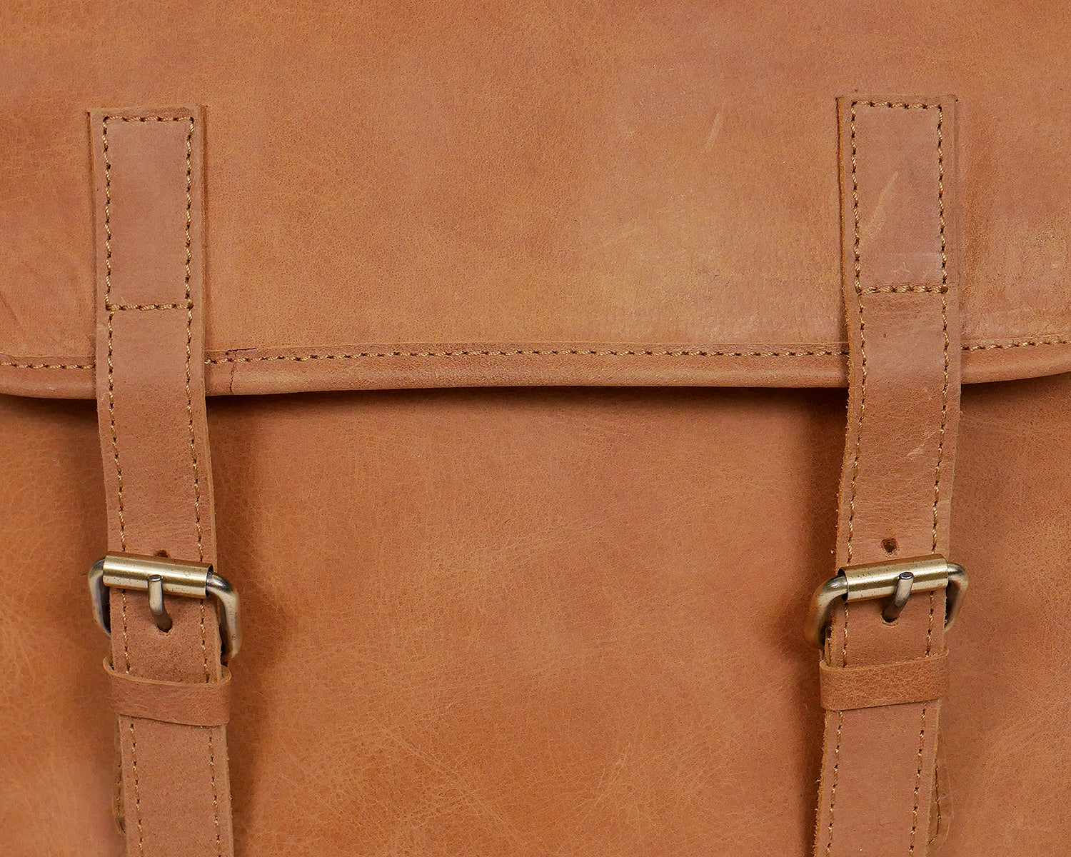 Premium Genuine Leather Backpack Brown with Flap Closure, Adjustable Straps & Inside Zip Pocket