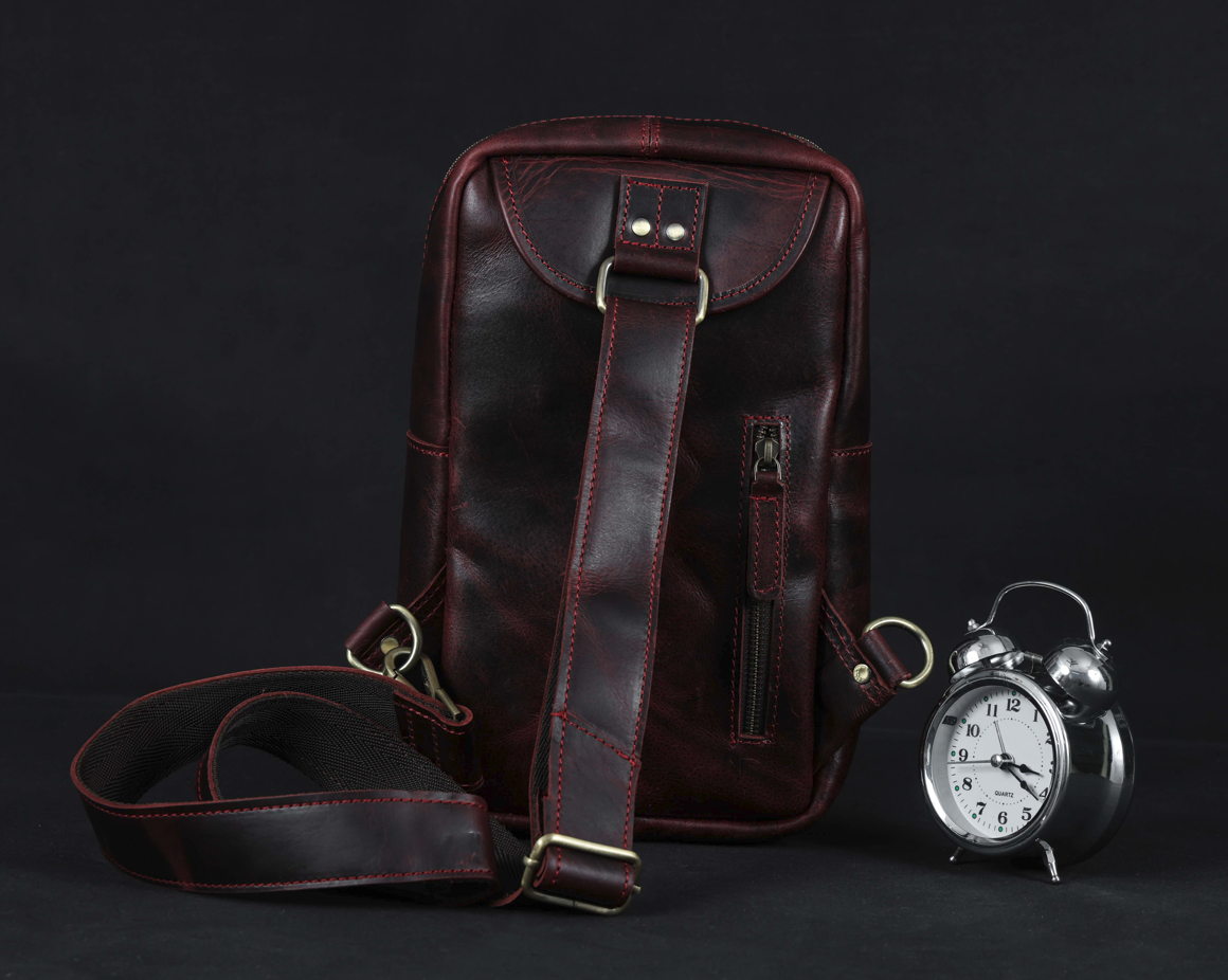 Brown Small Crossbody Leather Bag Art: BG-1617