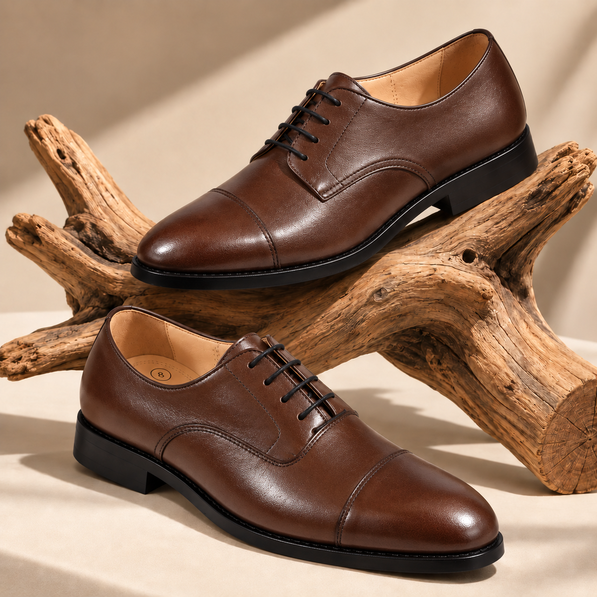 Premium Genuine Leather Cap Toe Lace-Up Formal Shoes | Classic Oxford Style | Office & Business Wear
