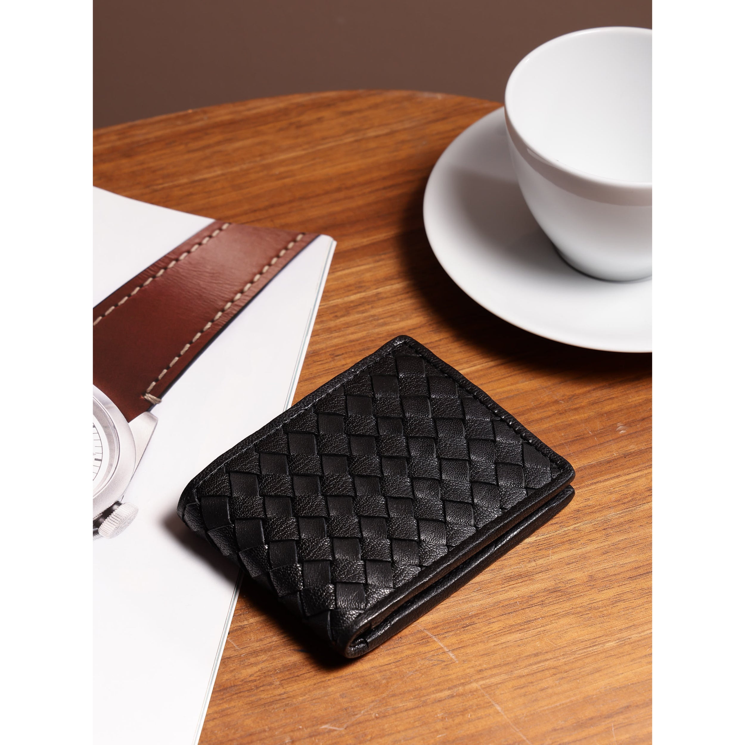 Premium Leather Style Combo | Braided Wallet & Printed Belt