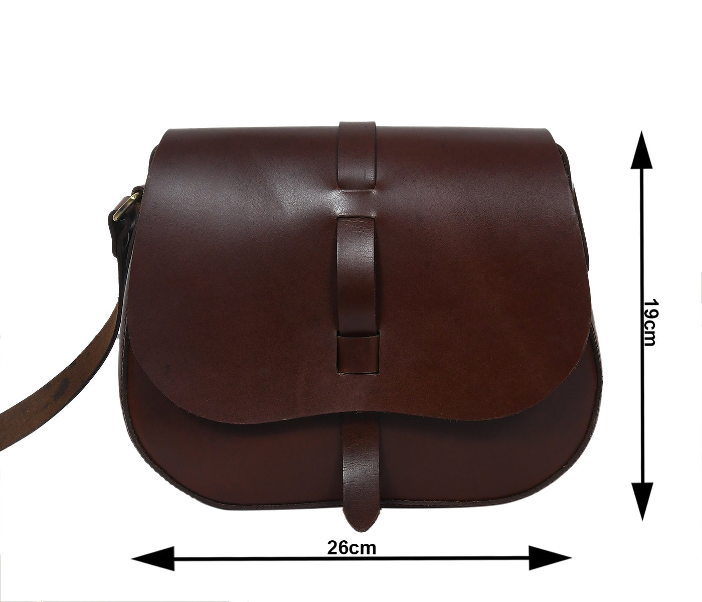 Classic Handmade Dark Brown Leather Saddle Sling Bag