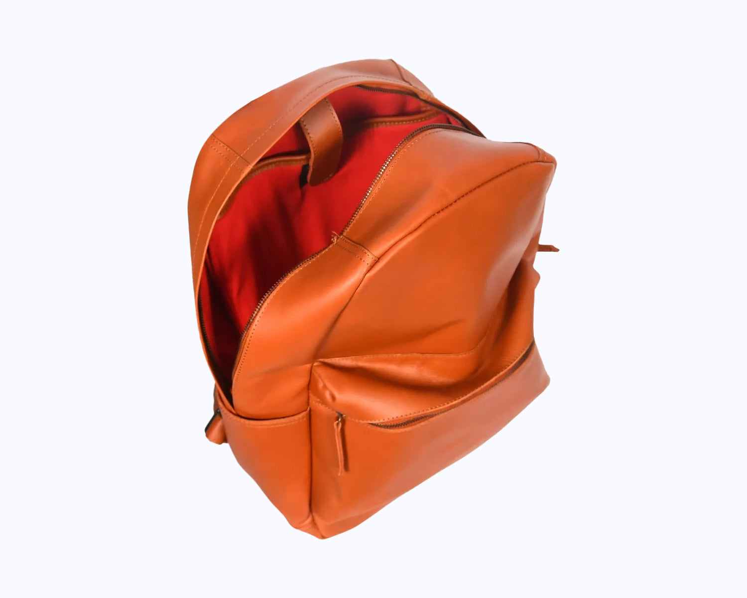 Premium Genuine Leather Everyday Backpack with Front Zip Pocket & Padded Adjustable Straps