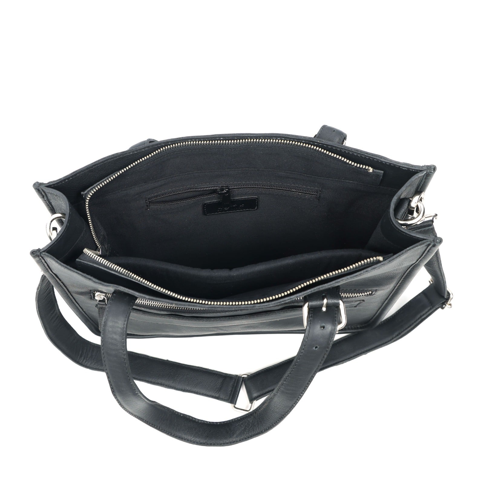 Premium Export Quality Genuine Leather Office Tote Bag with Zip Pockets & Sling Strap