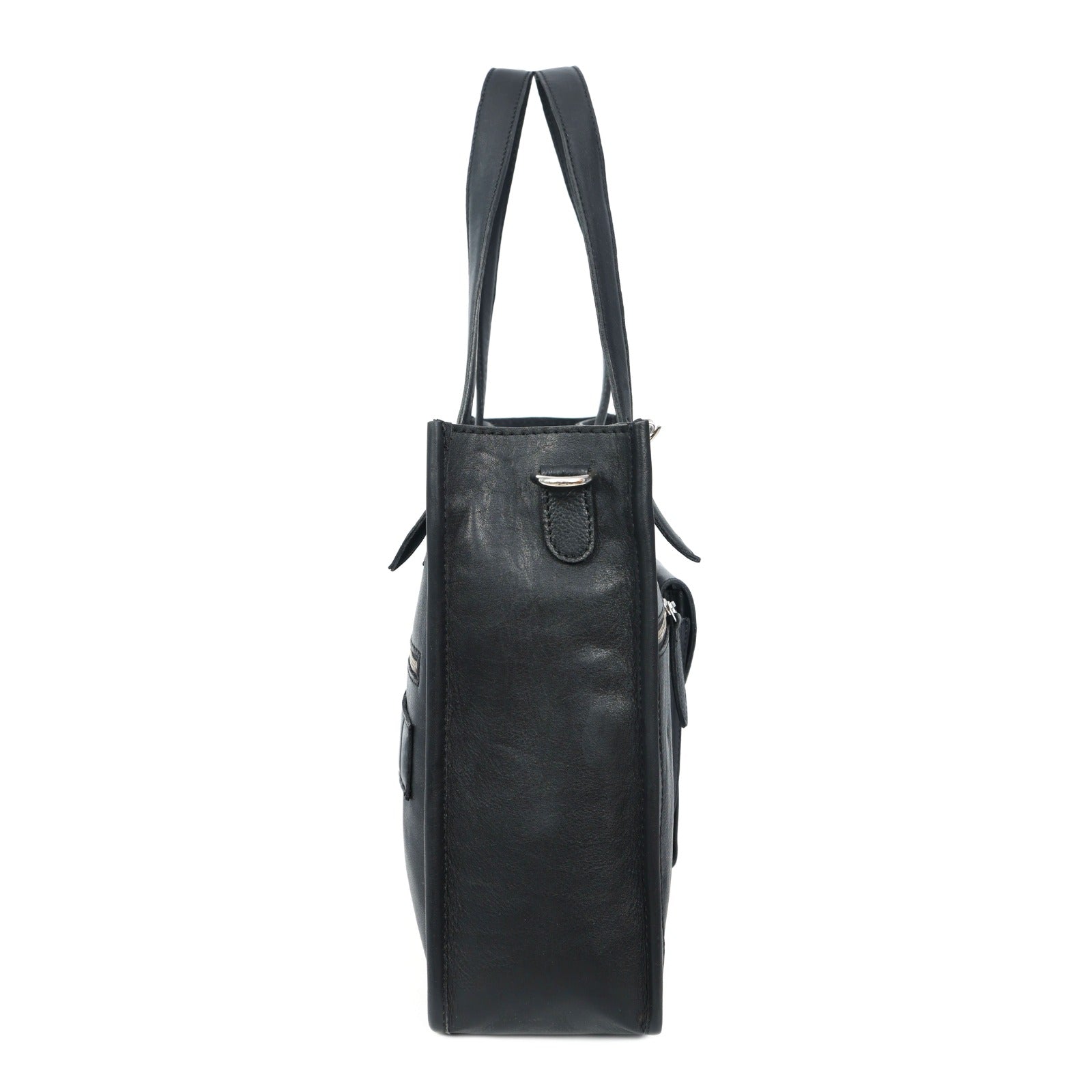 Premium Export Quality Genuine Leather Office Tote Bag with Zip Pockets & Sling Strap
