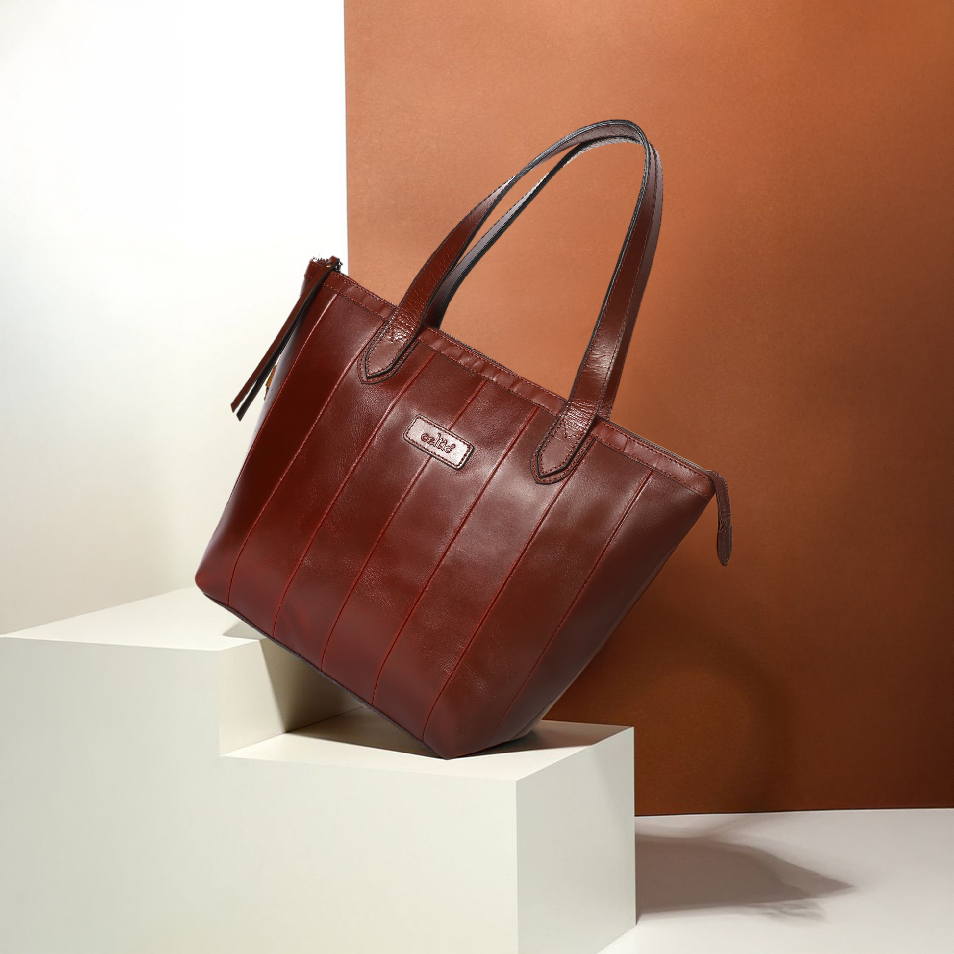 Brown Leather Tote Bag, handcrafted with love in India, Art: BG-1577