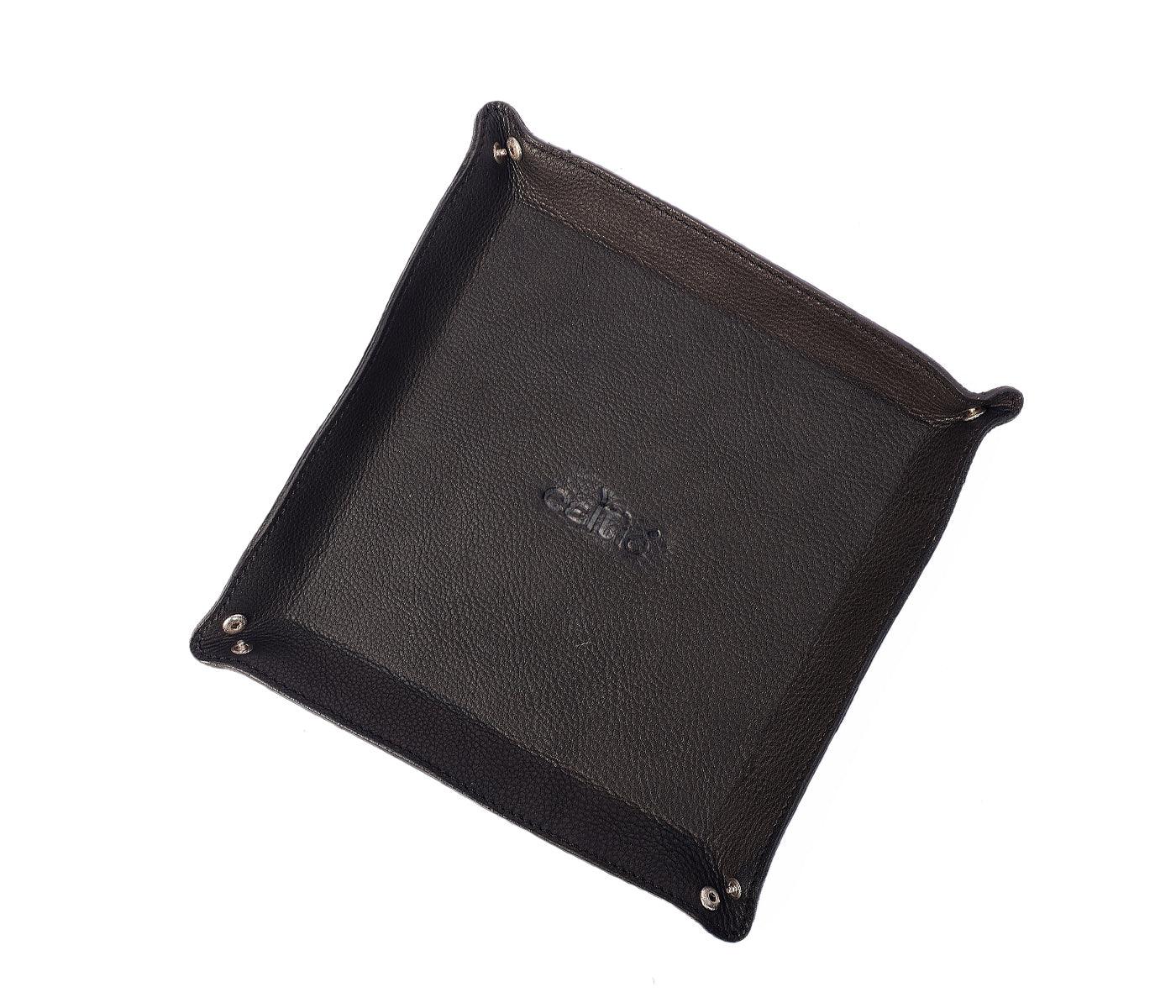 Celtic Black Color Pure Leather Tray For Office Use - CELTICINDIA