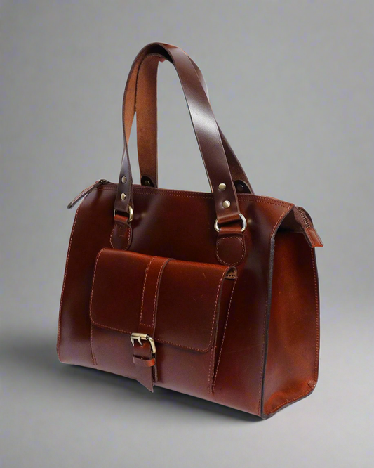 brown color pure leather tote bag for office use, Art: BG-1468