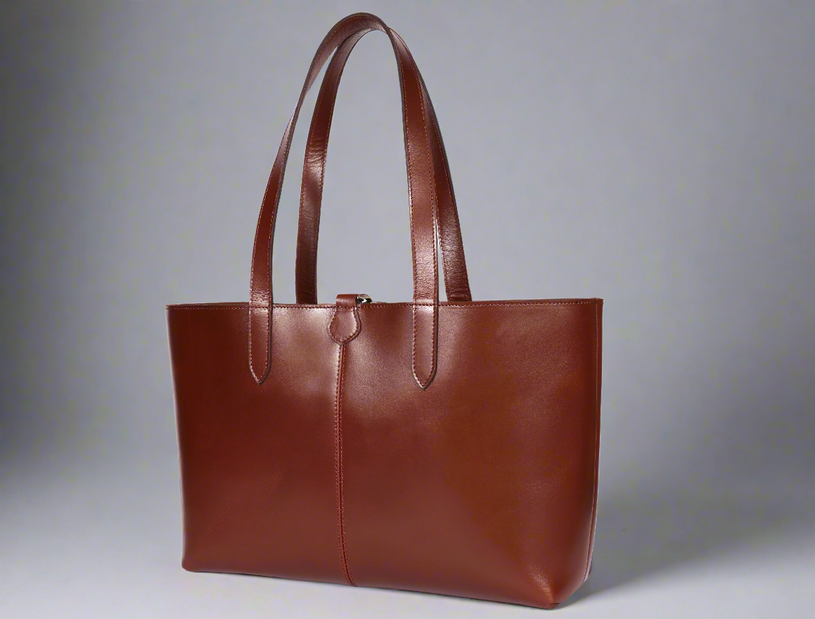 Classic Brown Leather Tote Bag - Elegance Meets Functionality. Art: BG-1750